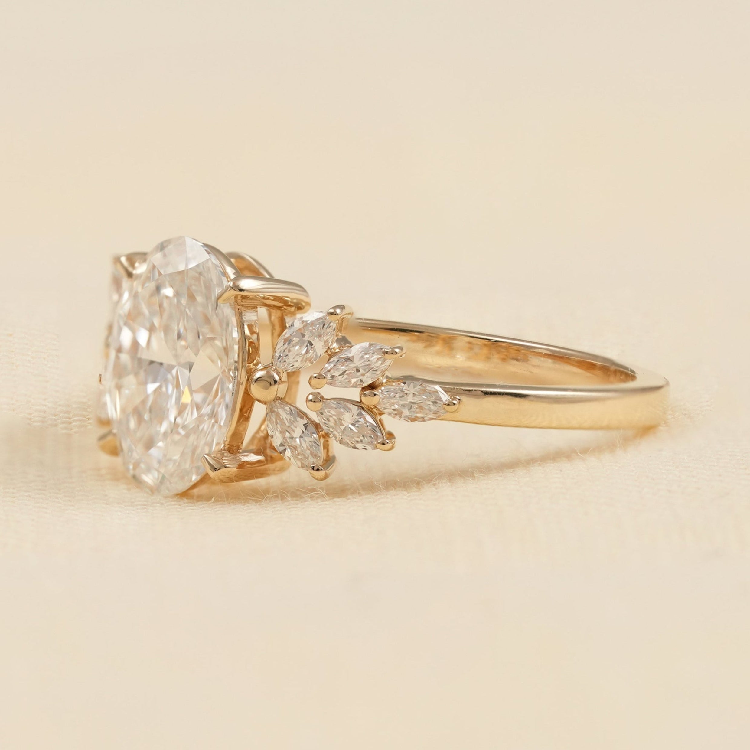 Nature Inspired Oval Diamond Engagement Ring for Women Luxury Style
