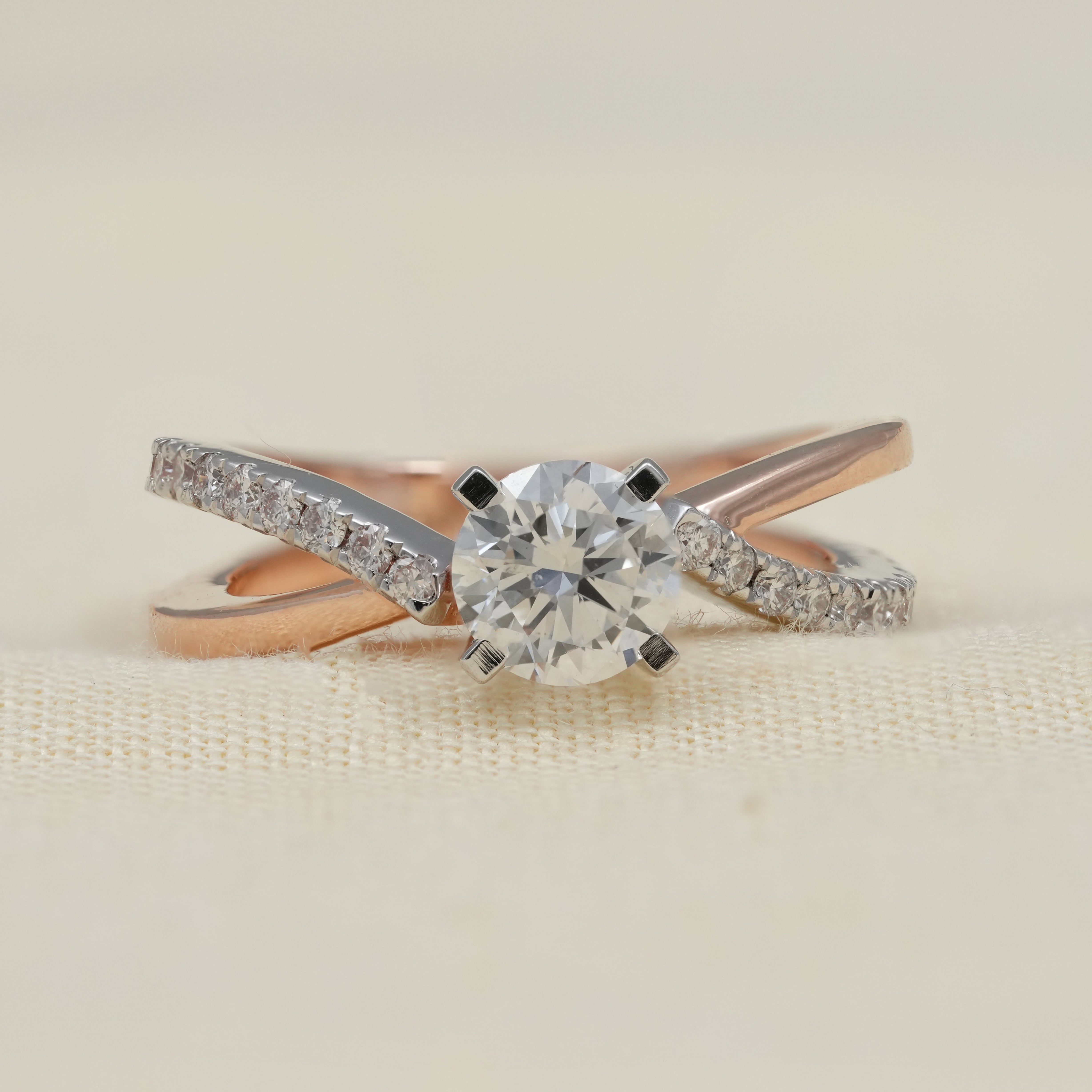 Round Lab Diamond Engagement Ring with Split Shank Band