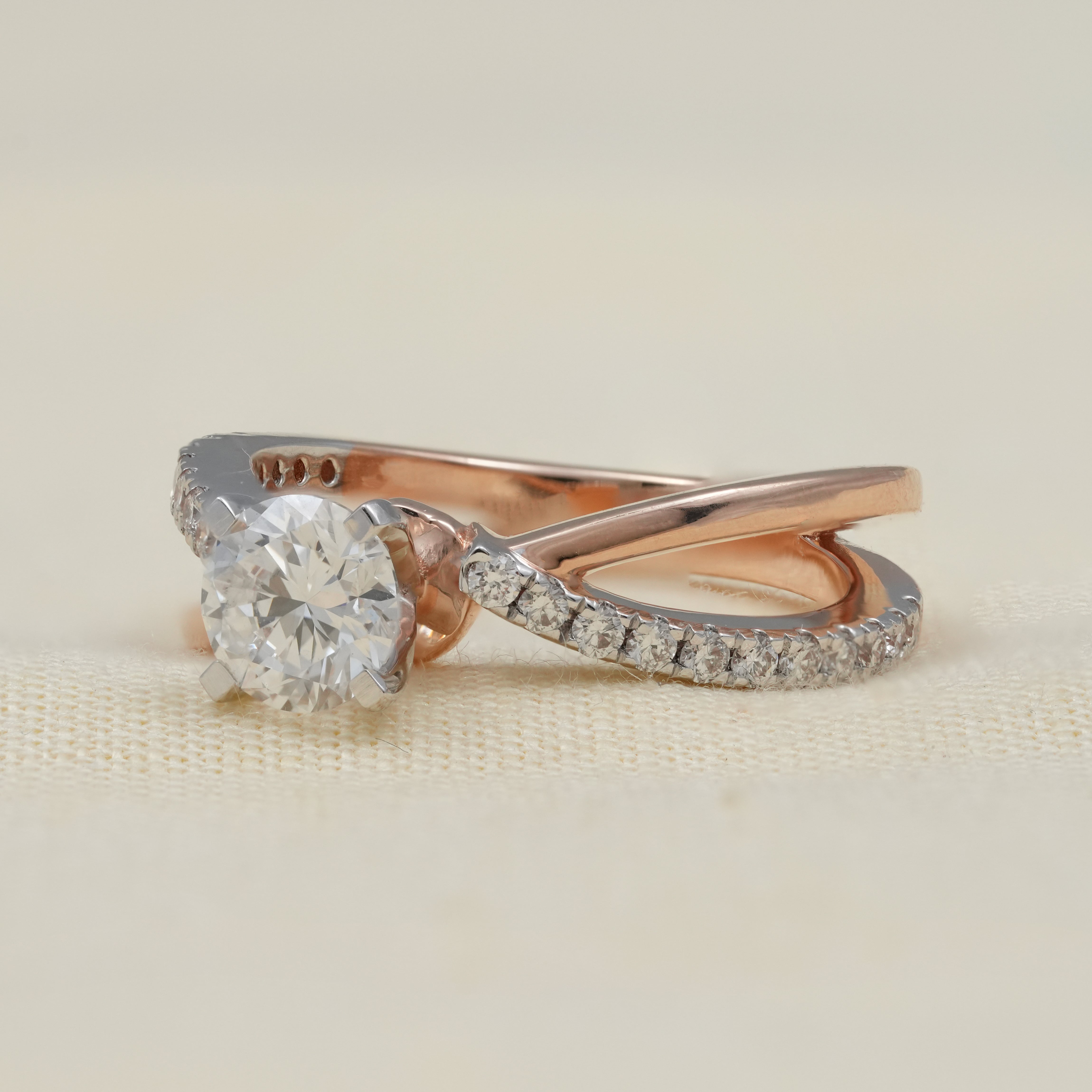 Round Lab Diamond Engagement Ring with Split Shank Band