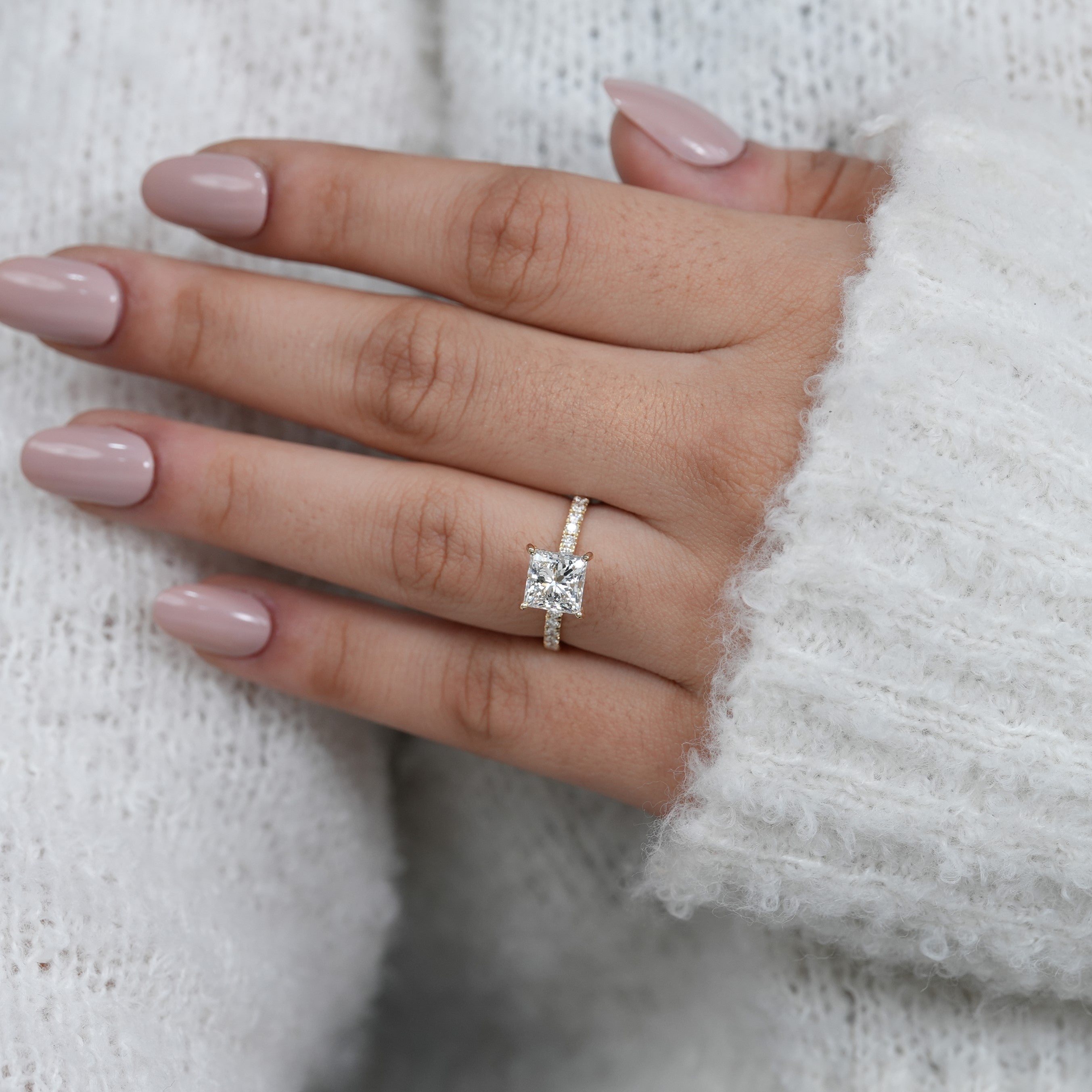 Princess cut lab grown diamond ring perfect for wedding proposal