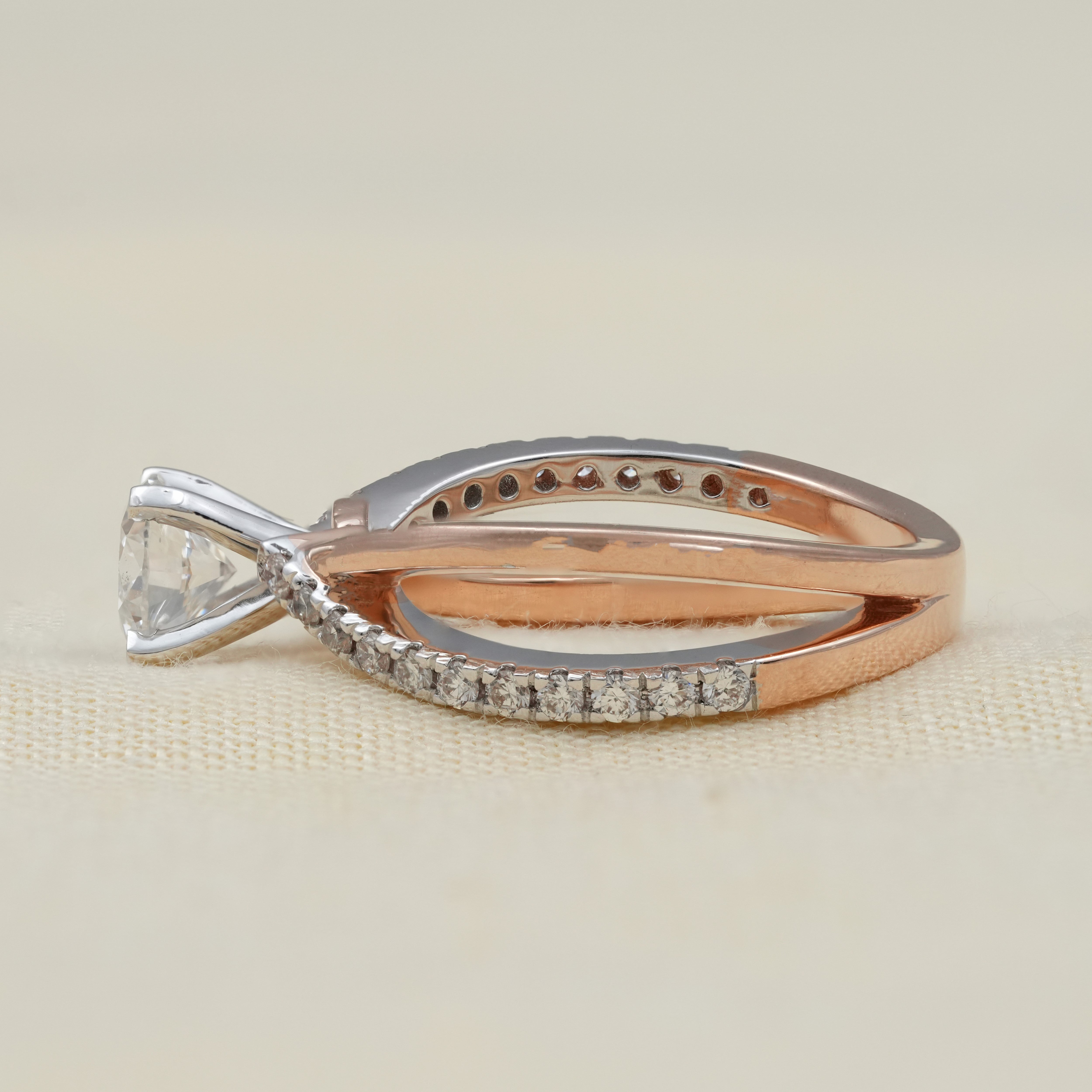Round Lab Diamond Engagement Ring with Split Shank Band
