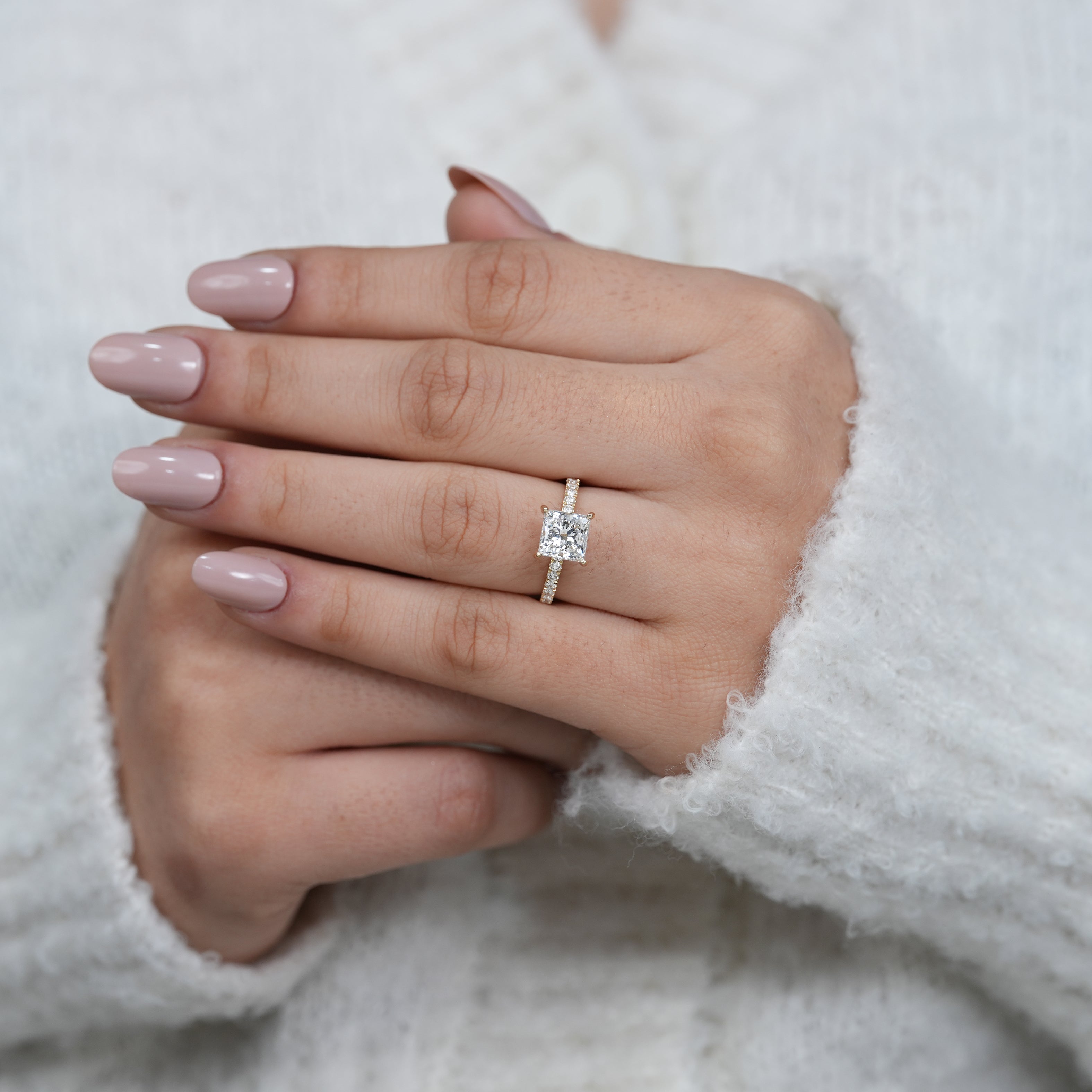 Princess cut lab grown diamond ring meaningful gift for mom
