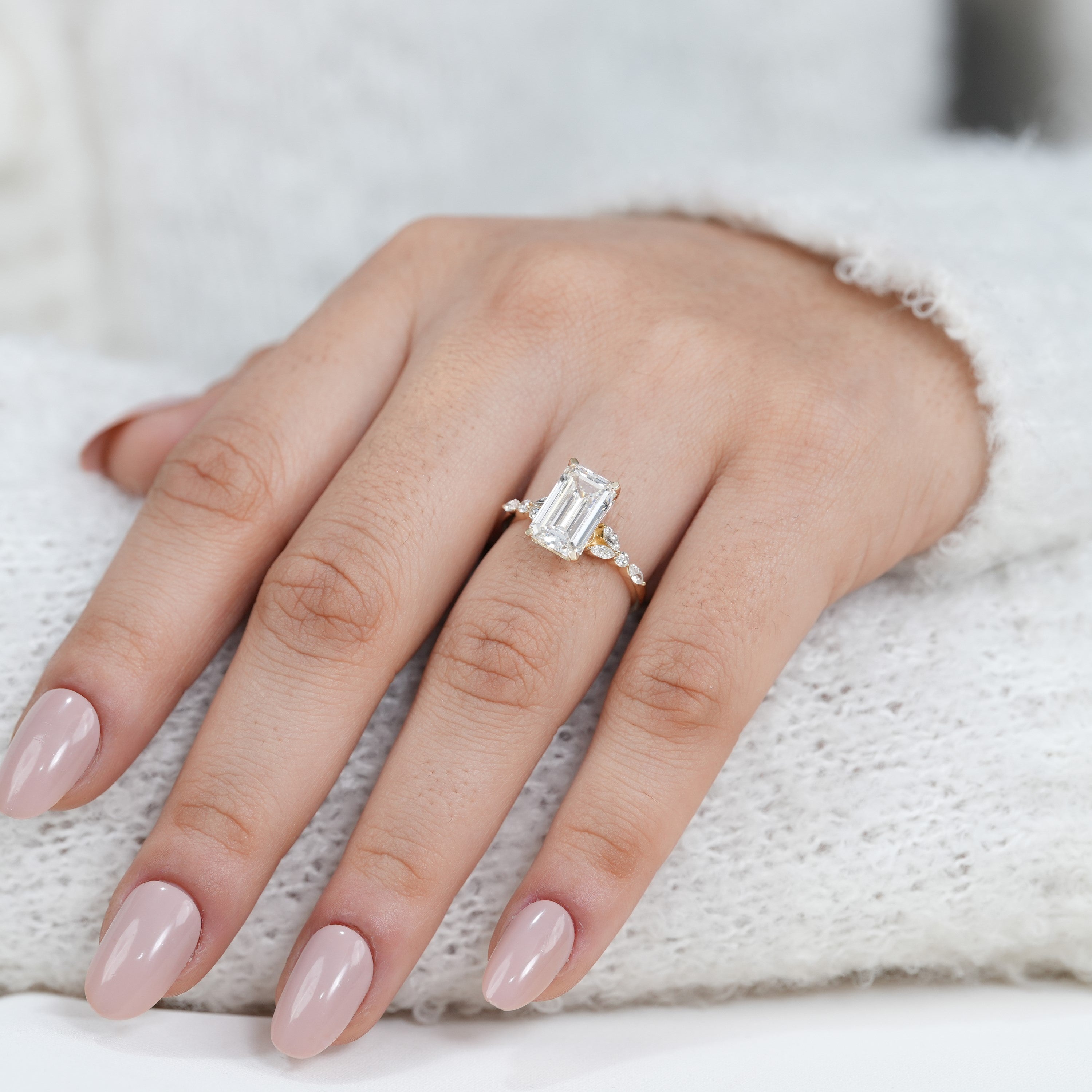 Sophisticated lab grown diamond emerald cut ring for special moments