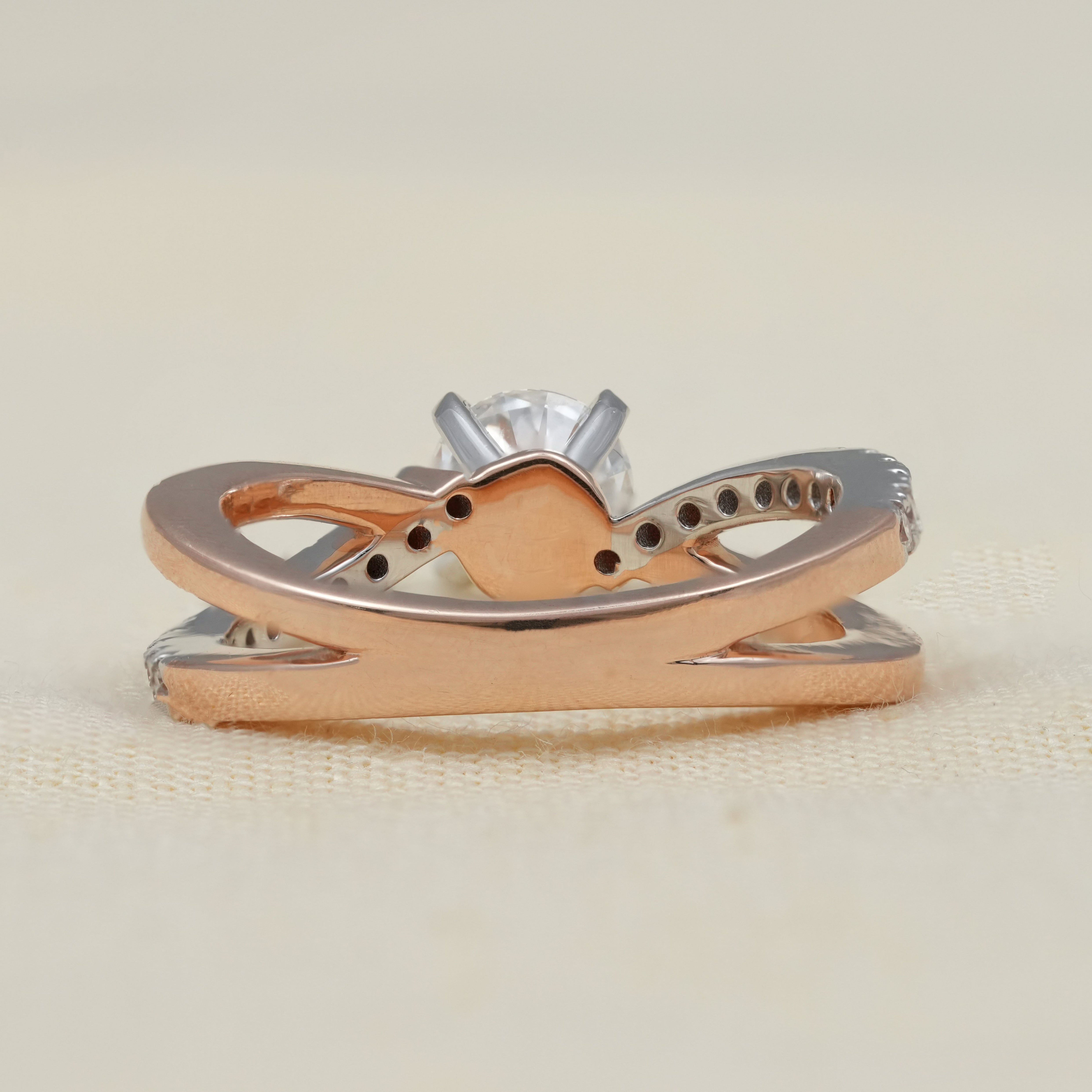 Round Lab Diamond Engagement Ring with Split Shank Band