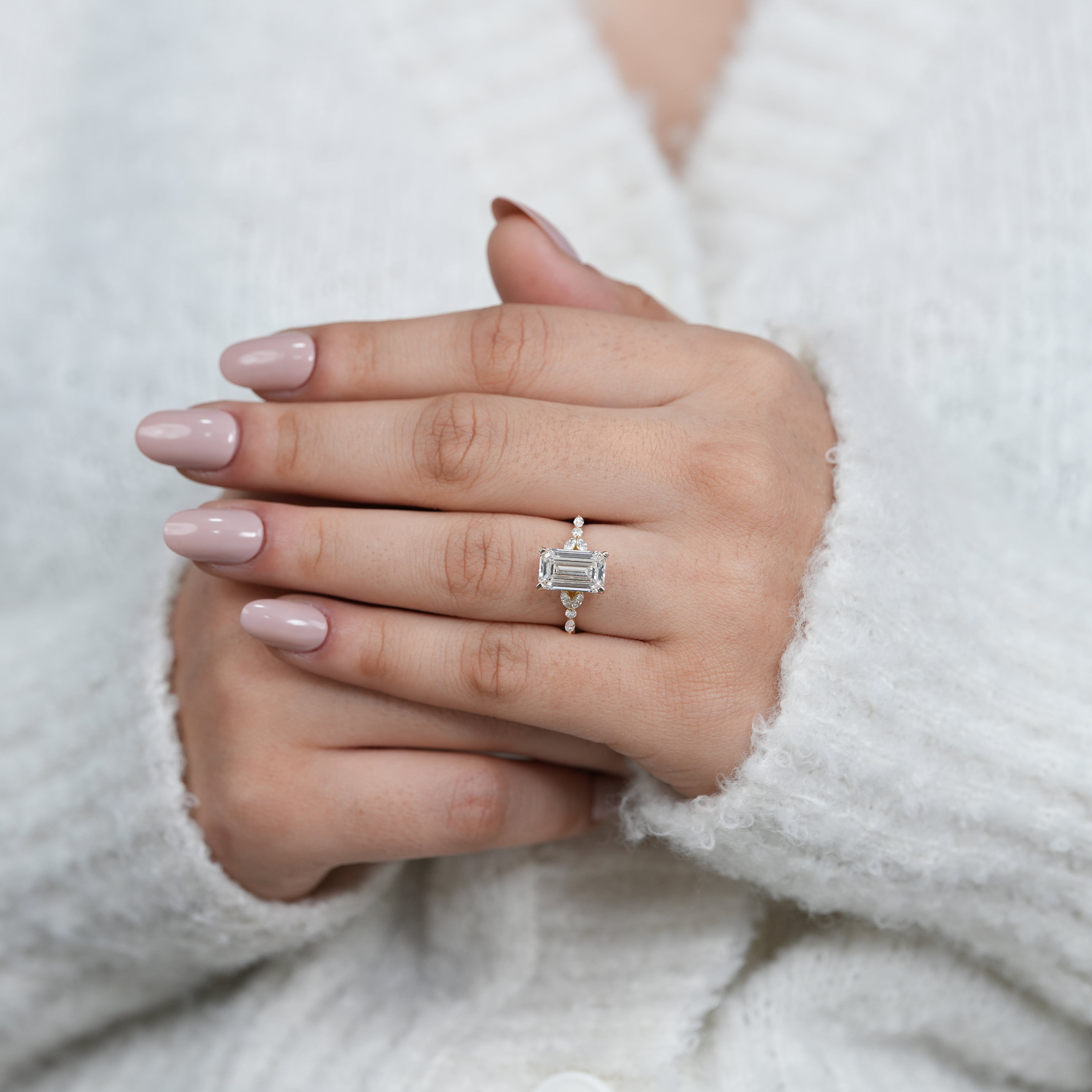 Timeless emerald cut lab grown diamond ring for wedding occasion