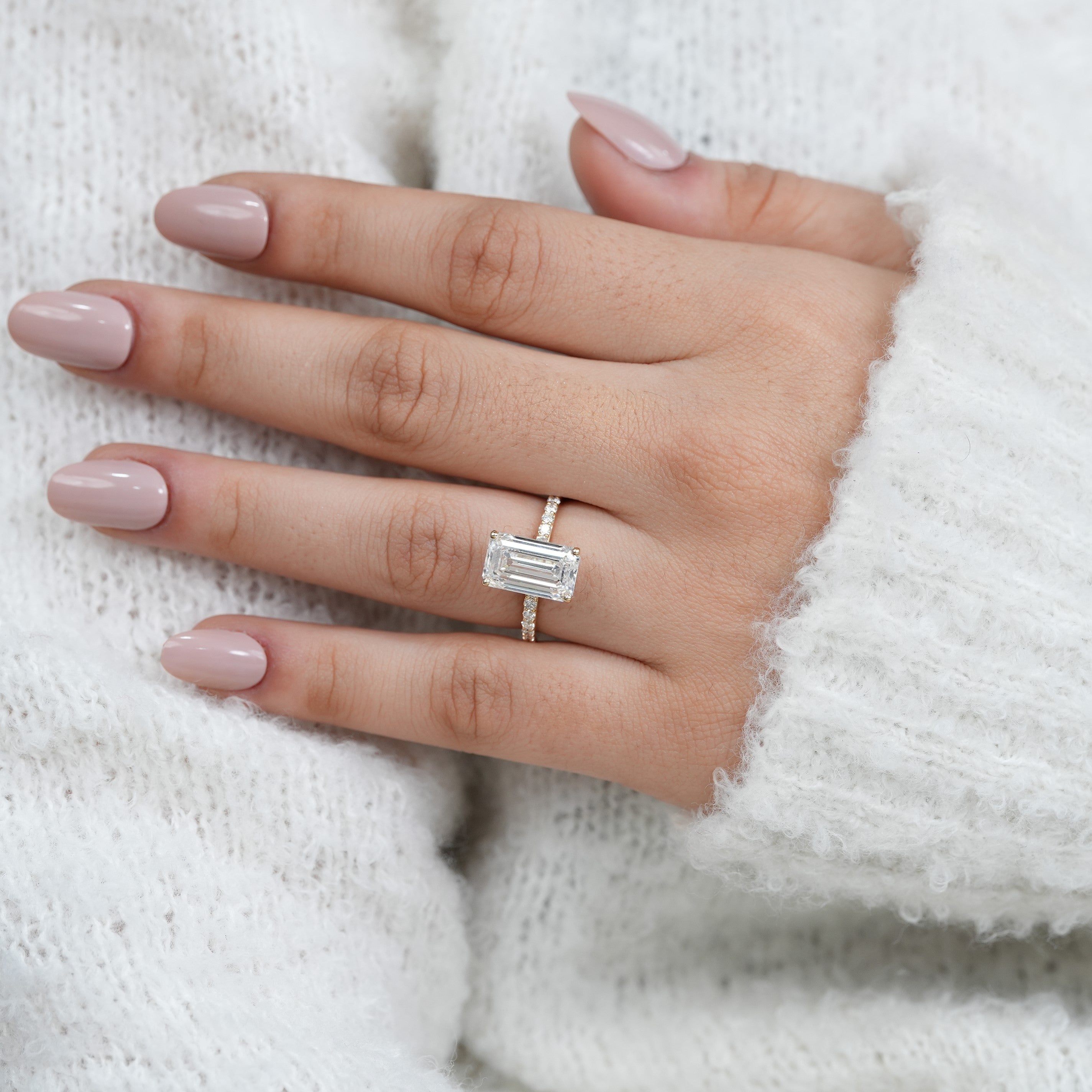 Luxury hidden halo lab grown diamond ring for wedding occasion