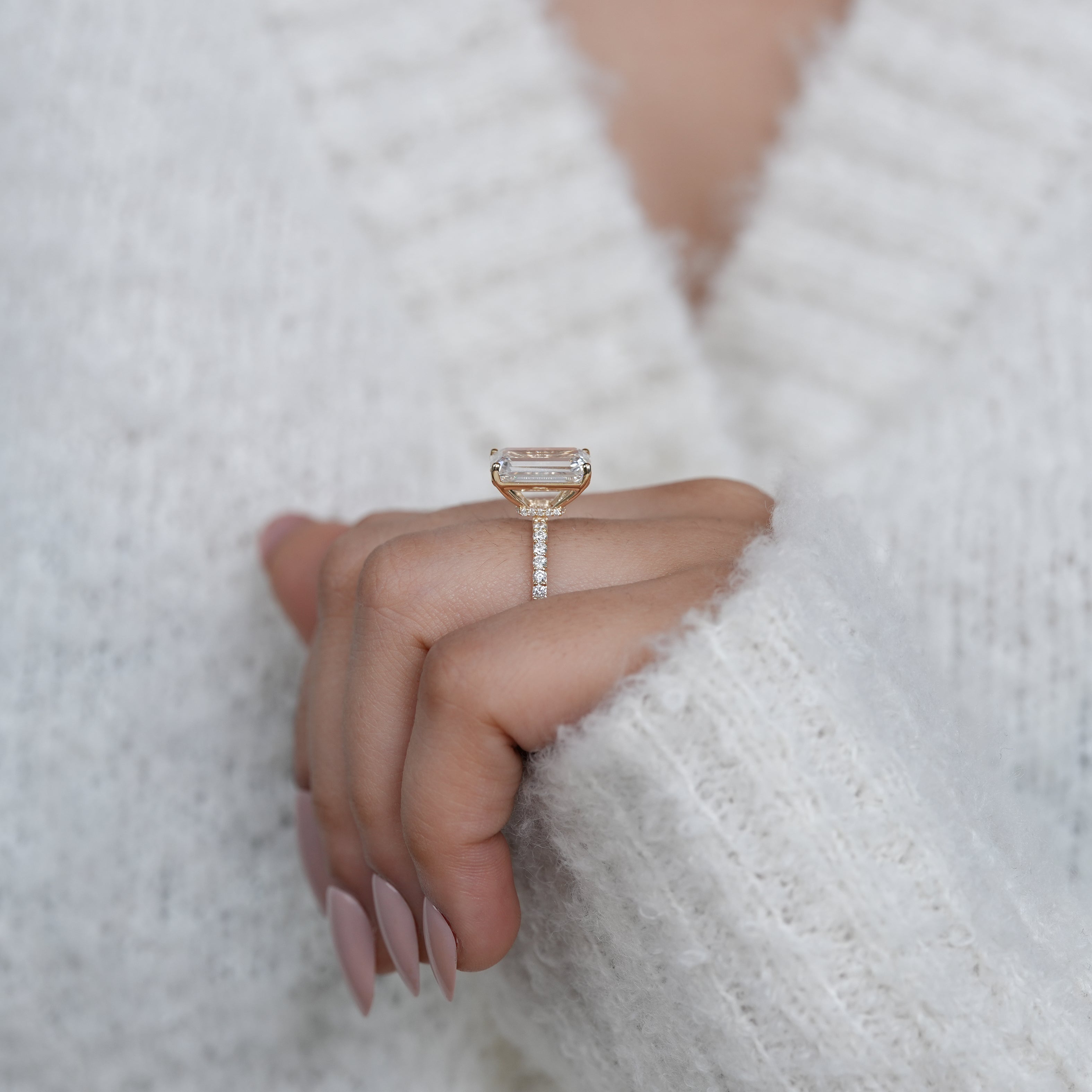 Timeless hidden halo lab grown diamond ring for love celebration