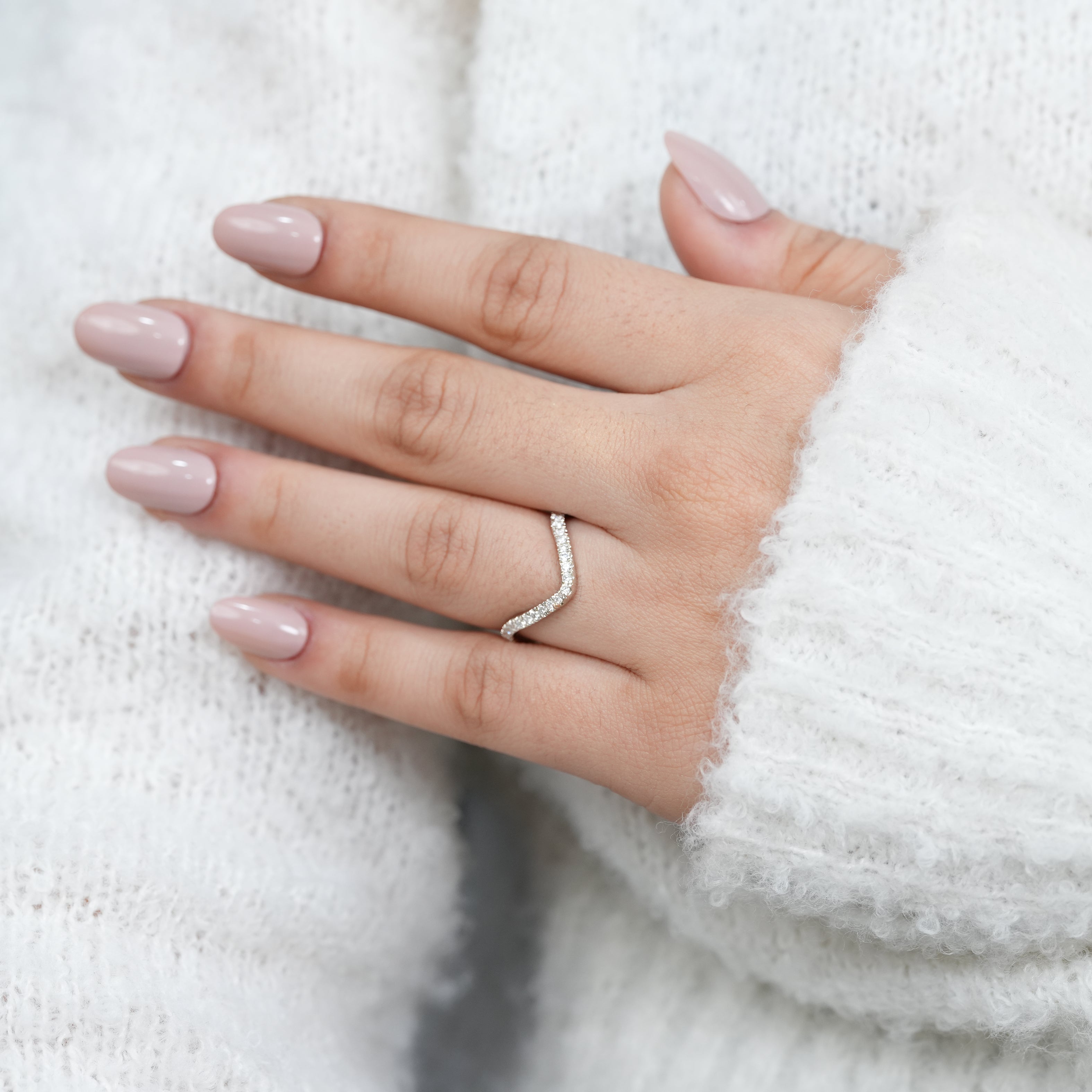 Minimal curved lab grown diamond band for everyday elegance