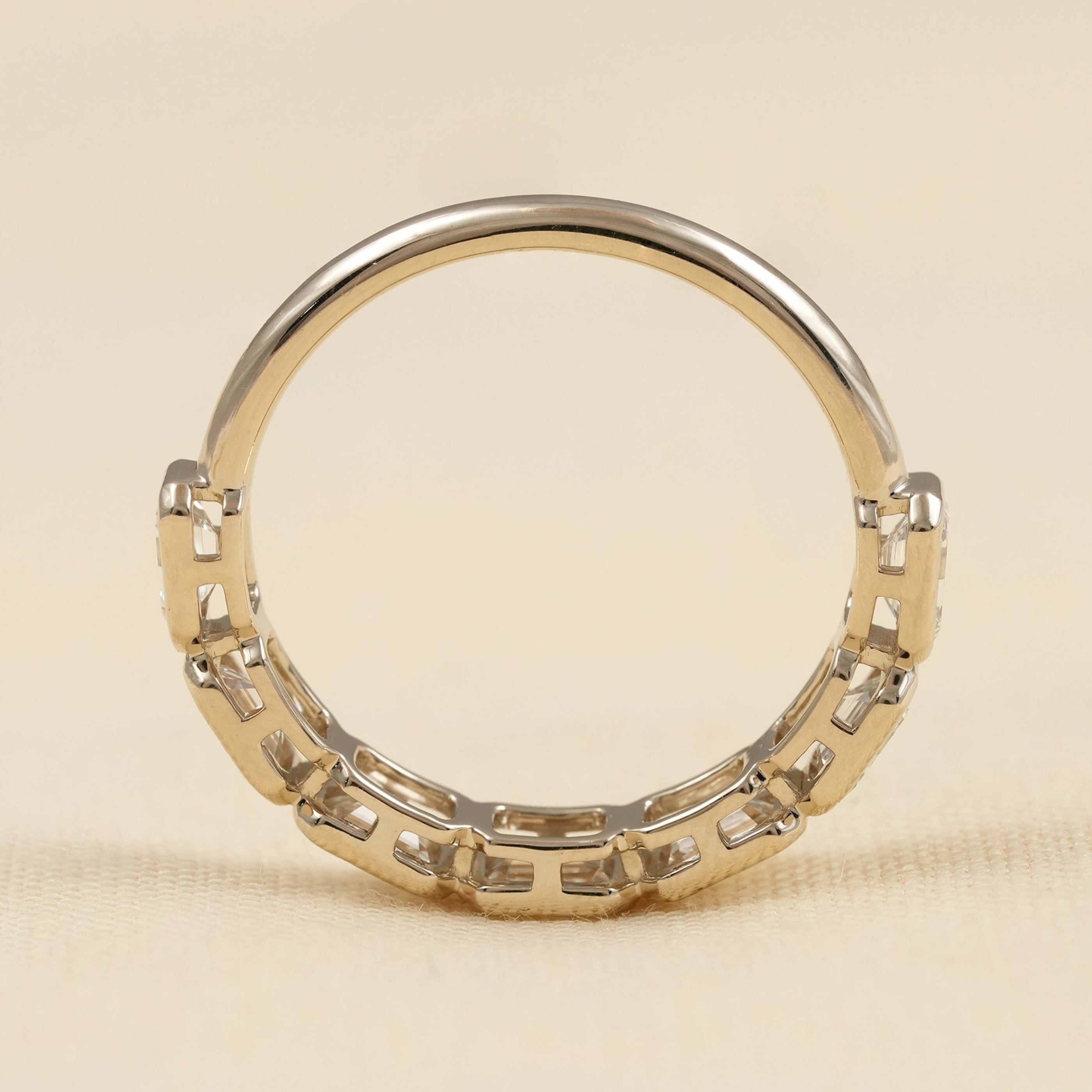 Yellow Gold Emerald Cut Diamond Anniversary Ring for Women