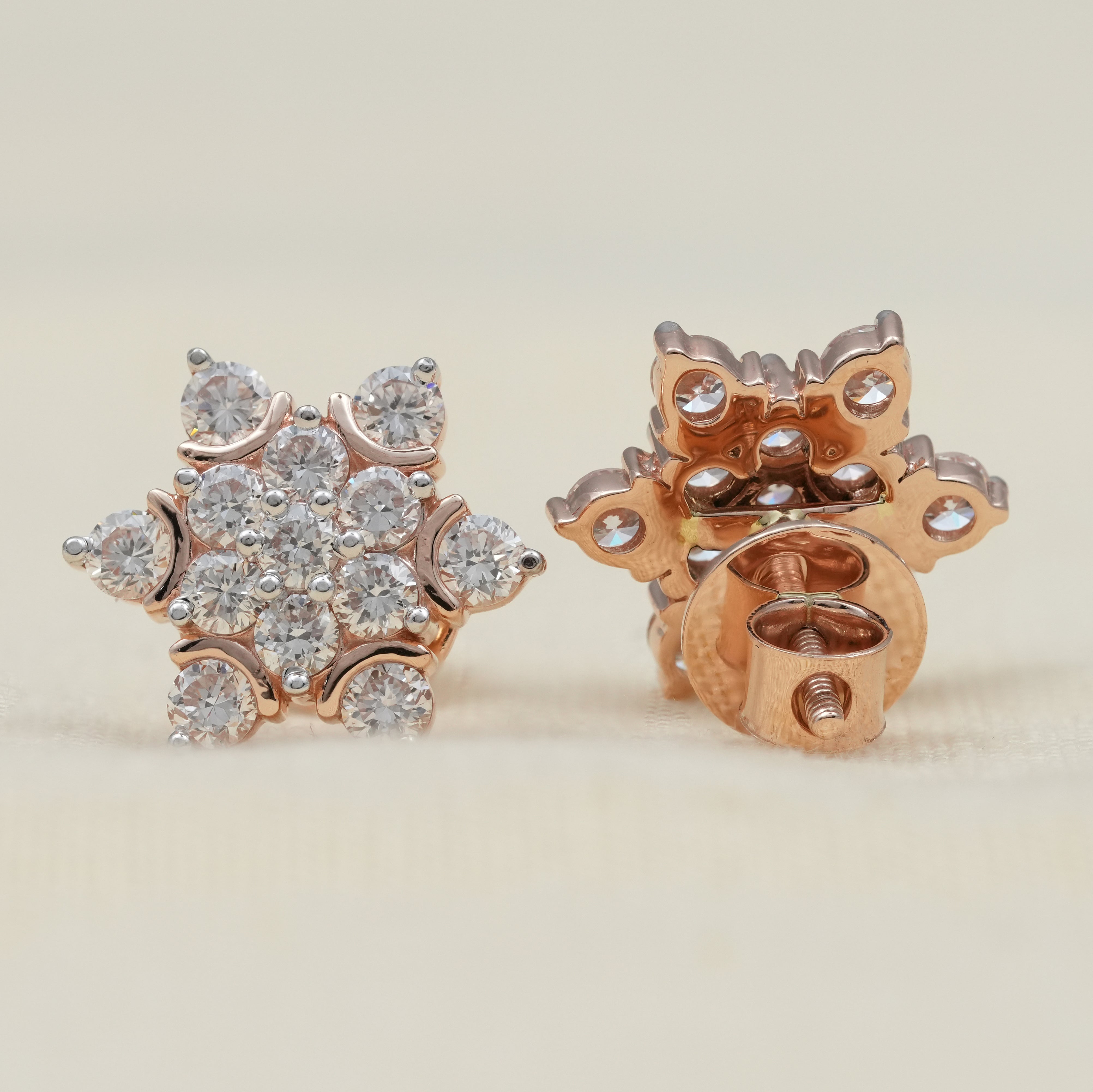 Floral Cluster Snowflake Lab Diamond Stud Earrings