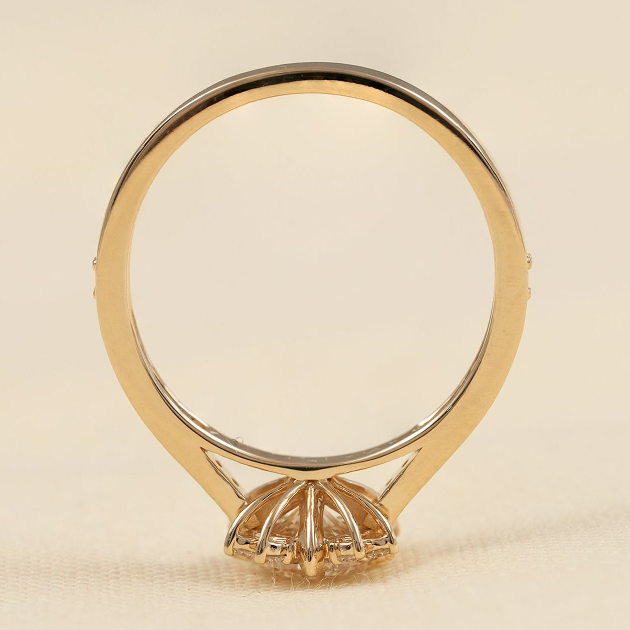 Round Lab Grown Diamond Ring with Delicate Diamond Halo Design