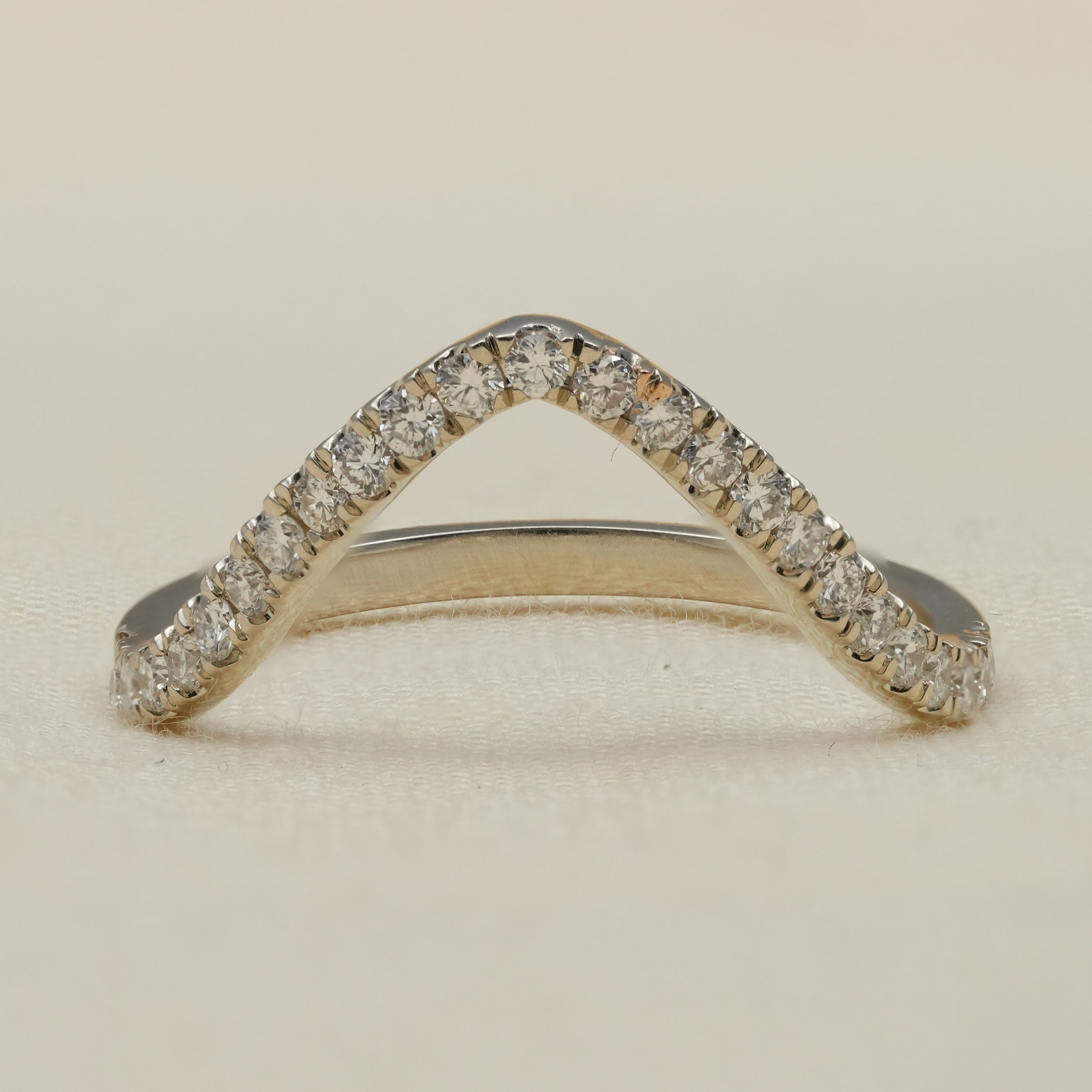 Curved lab grown diamond band for wedding anniversary celebration