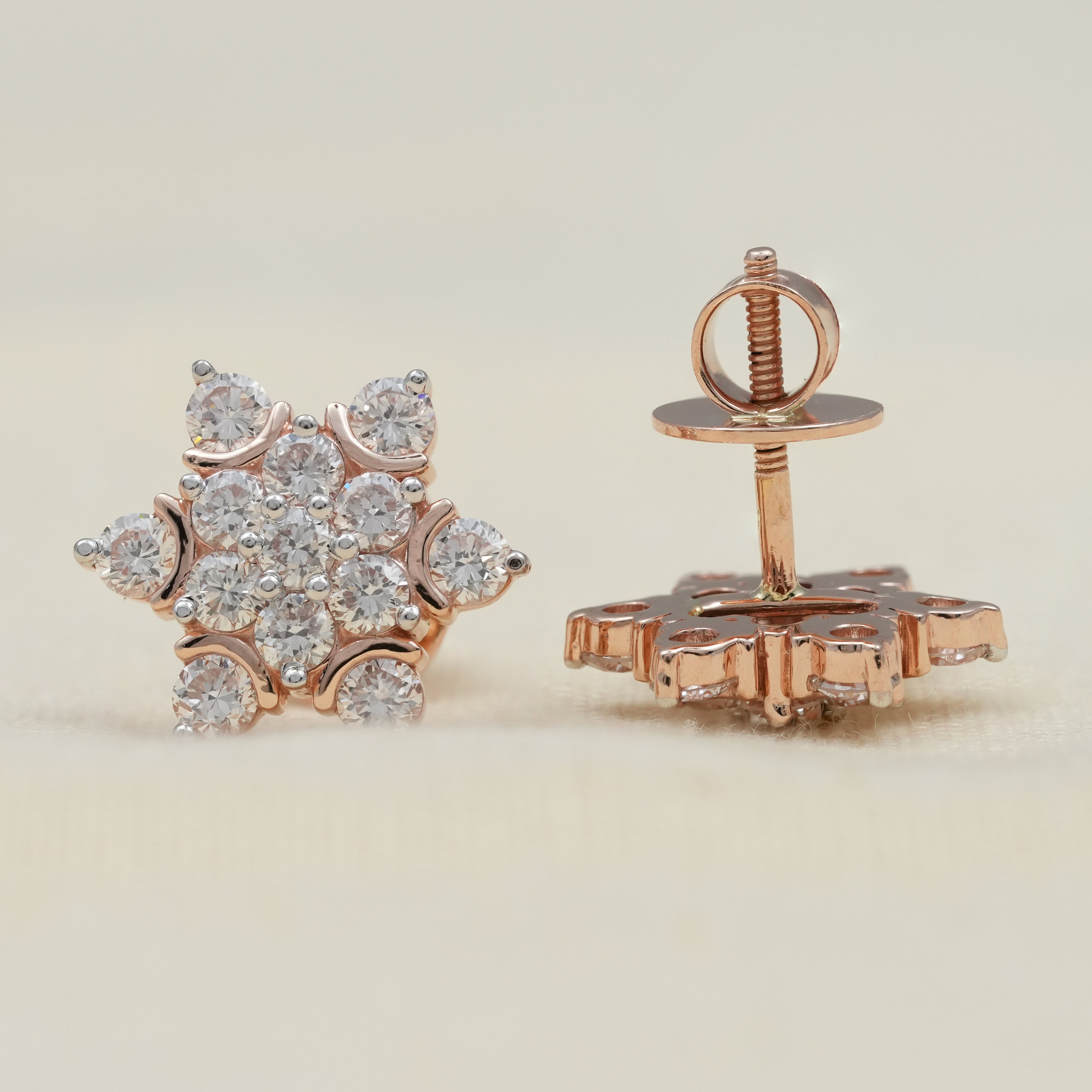 Floral Cluster Snowflake Lab Diamond Stud Earrings