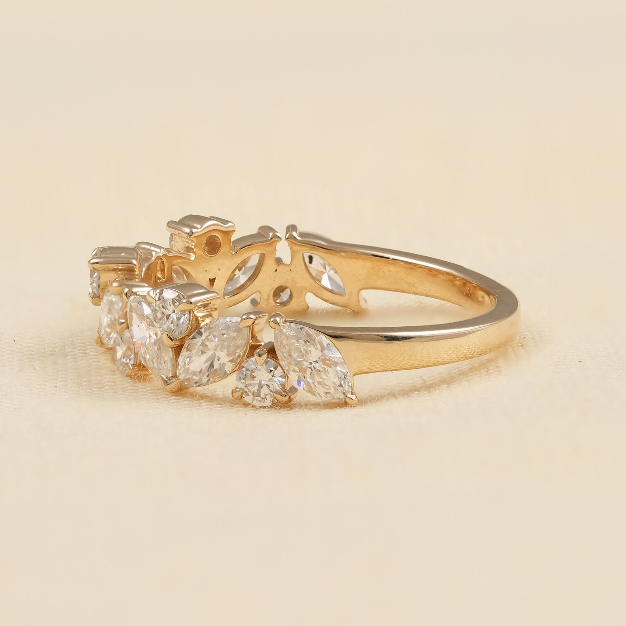 Marquise Diamond Anniversary Ring with Round Brilliant Accent Stones