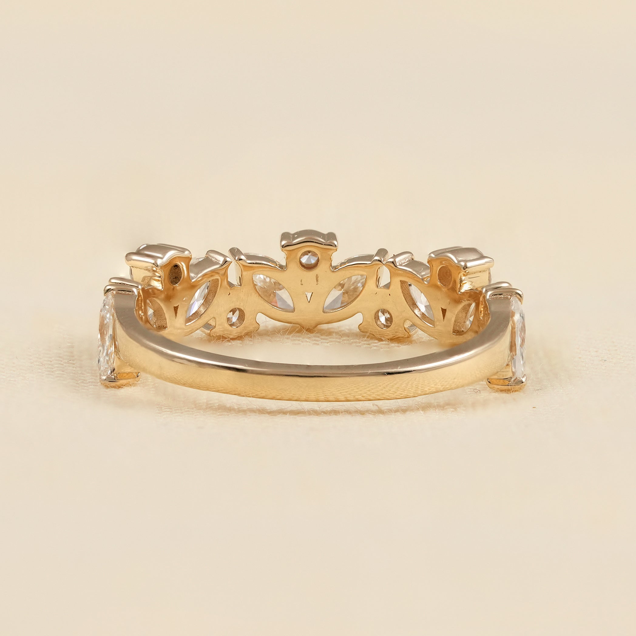 Elegant Diamond Stacking Ring with Floral Cluster Design in Gold