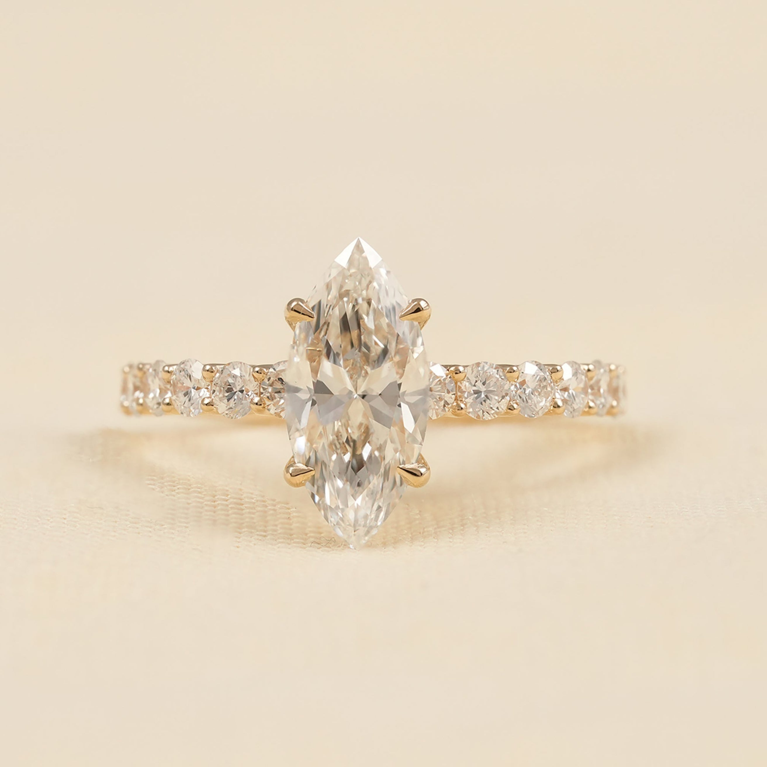 Classic Marquise Cut Lab Diamond Engagement Ring in Yellow Gold