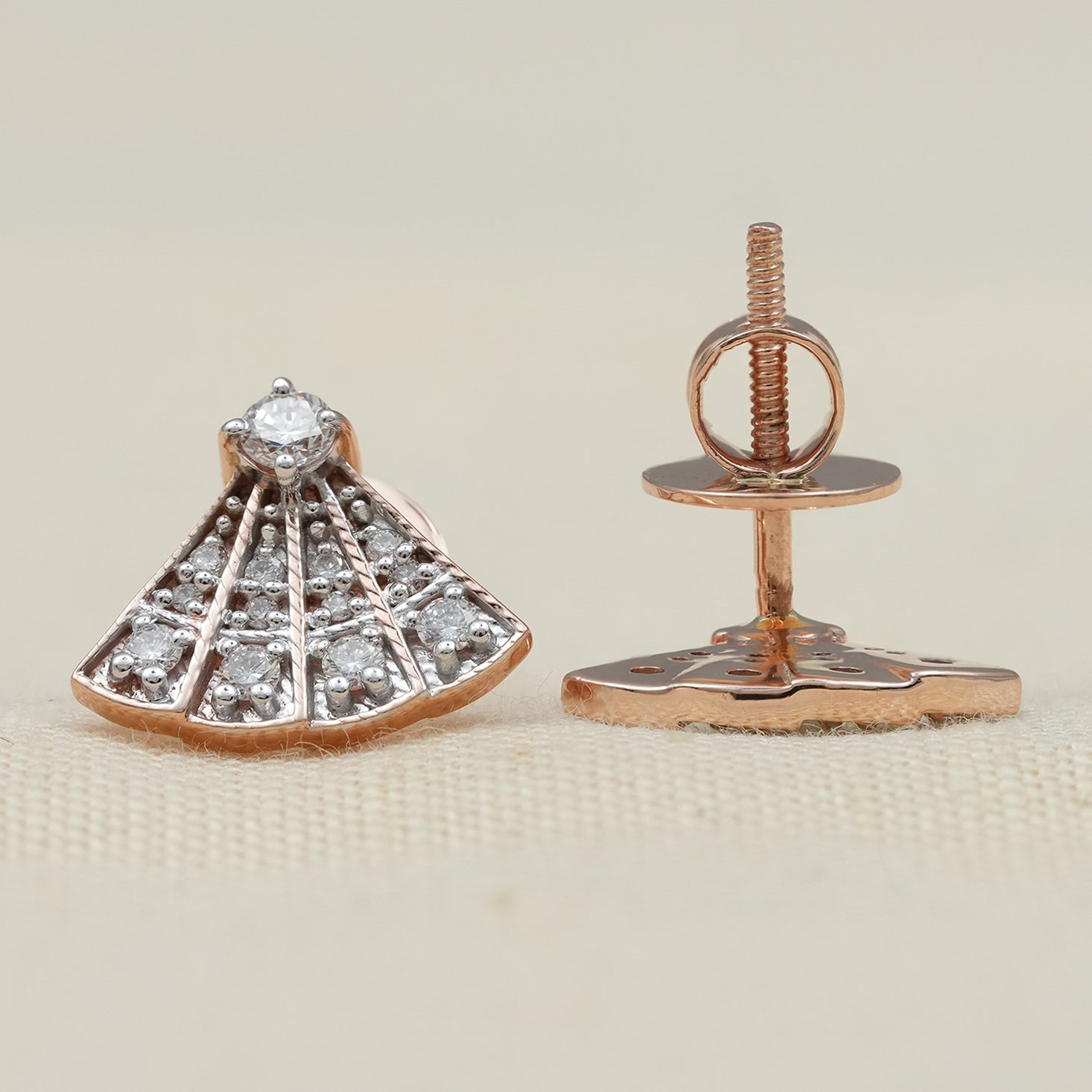 Vintage Fan Design Lab Diamond Stud Earrings
