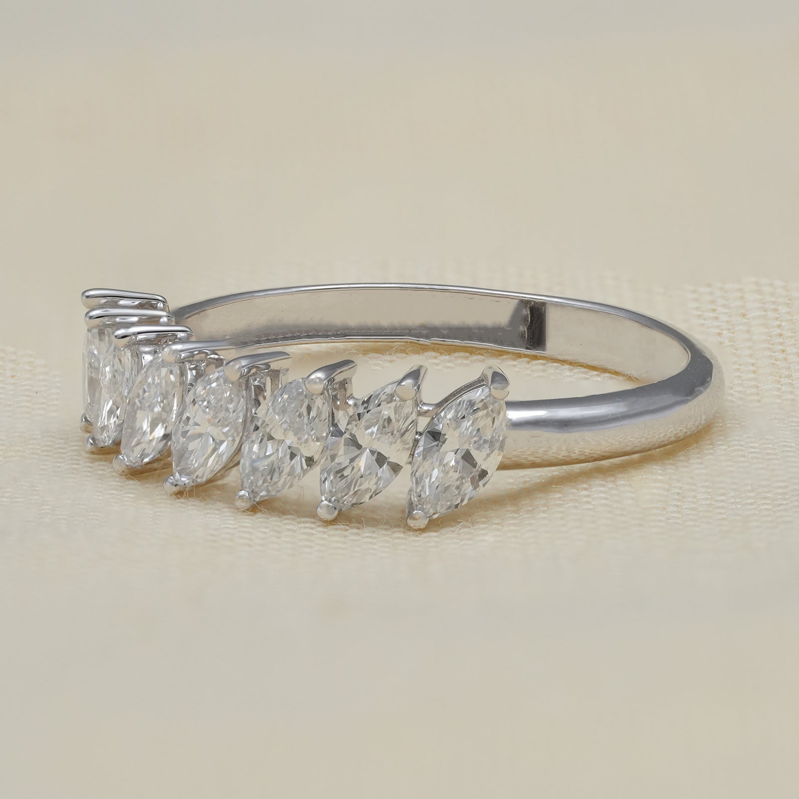 Marquise Cut Lab Diamond Half Eternity Wedding Ring