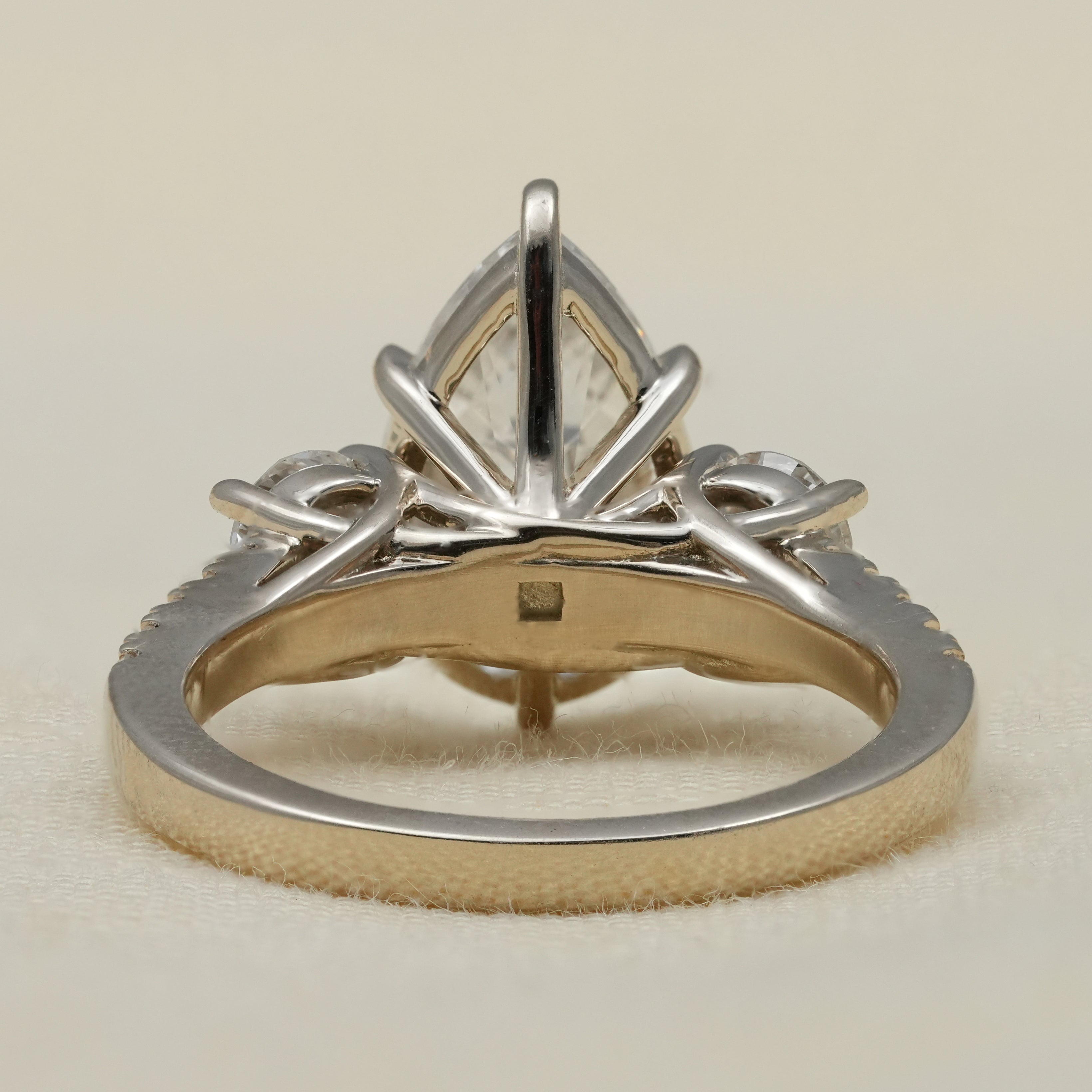 Lab grown diamond pear three stone ring gift for wife