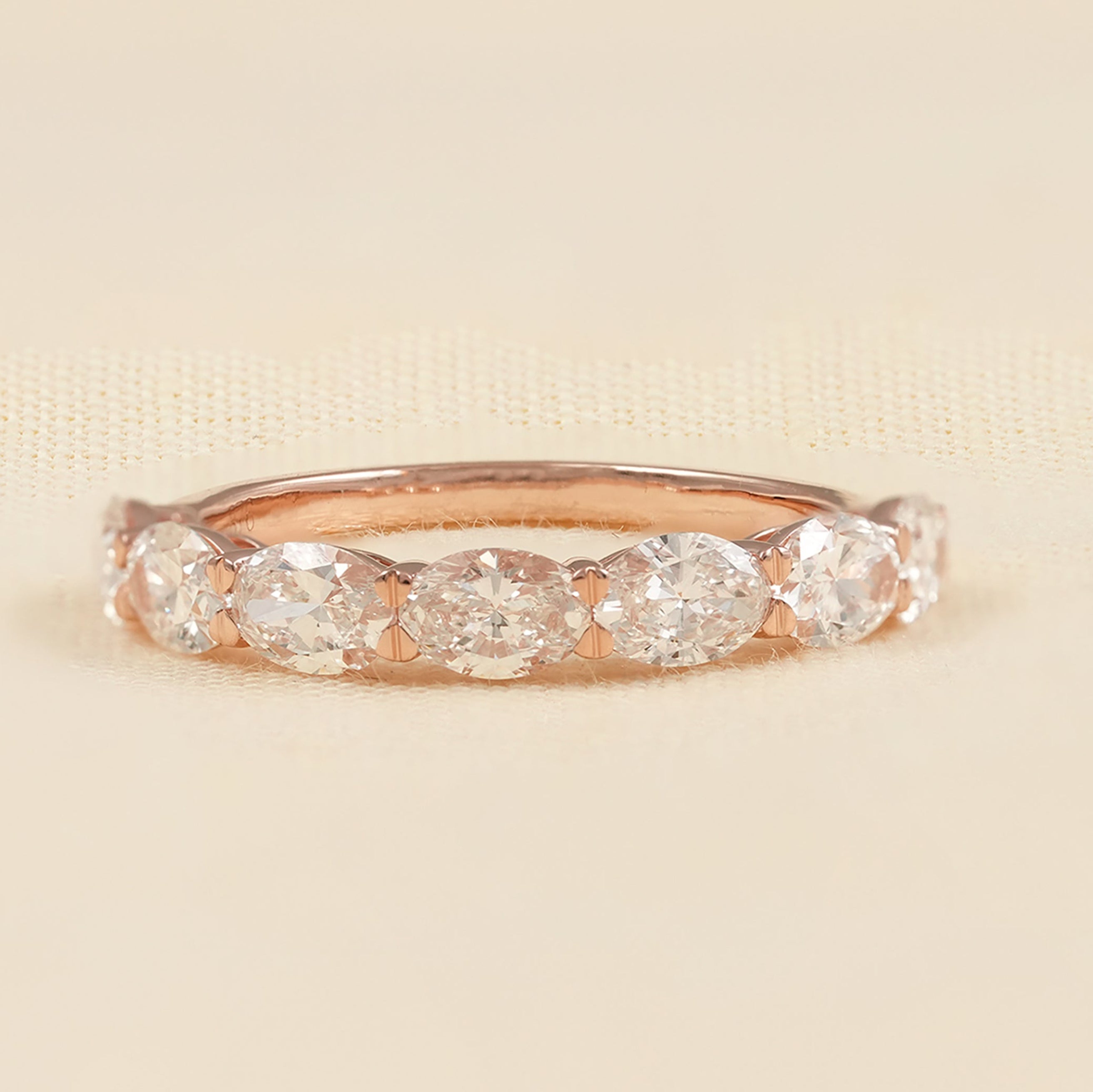 7 Stone Oval Cut Lab Diamond Eternity Band in Rose Gold