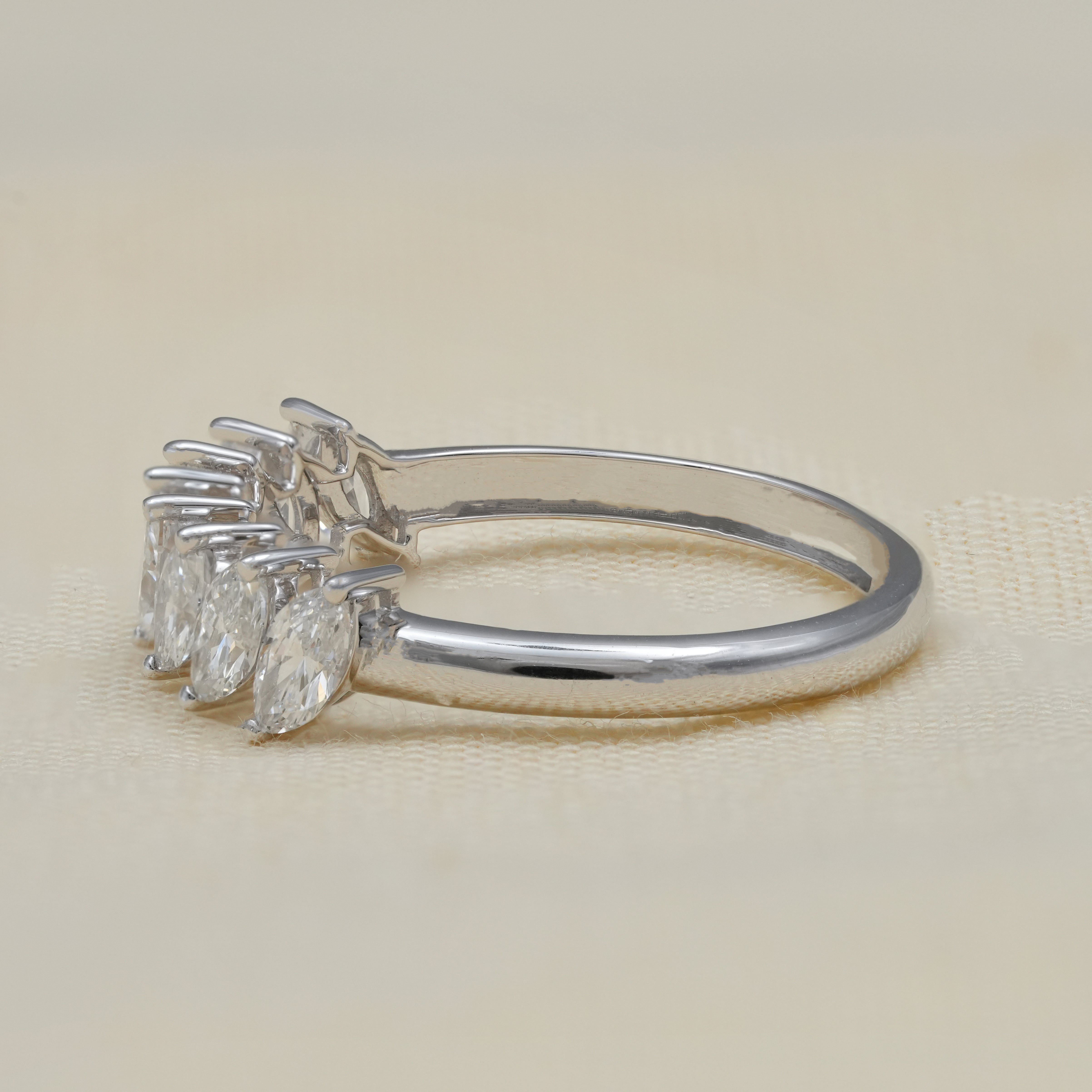 Marquise Cut Lab Diamond Half Eternity Wedding Ring