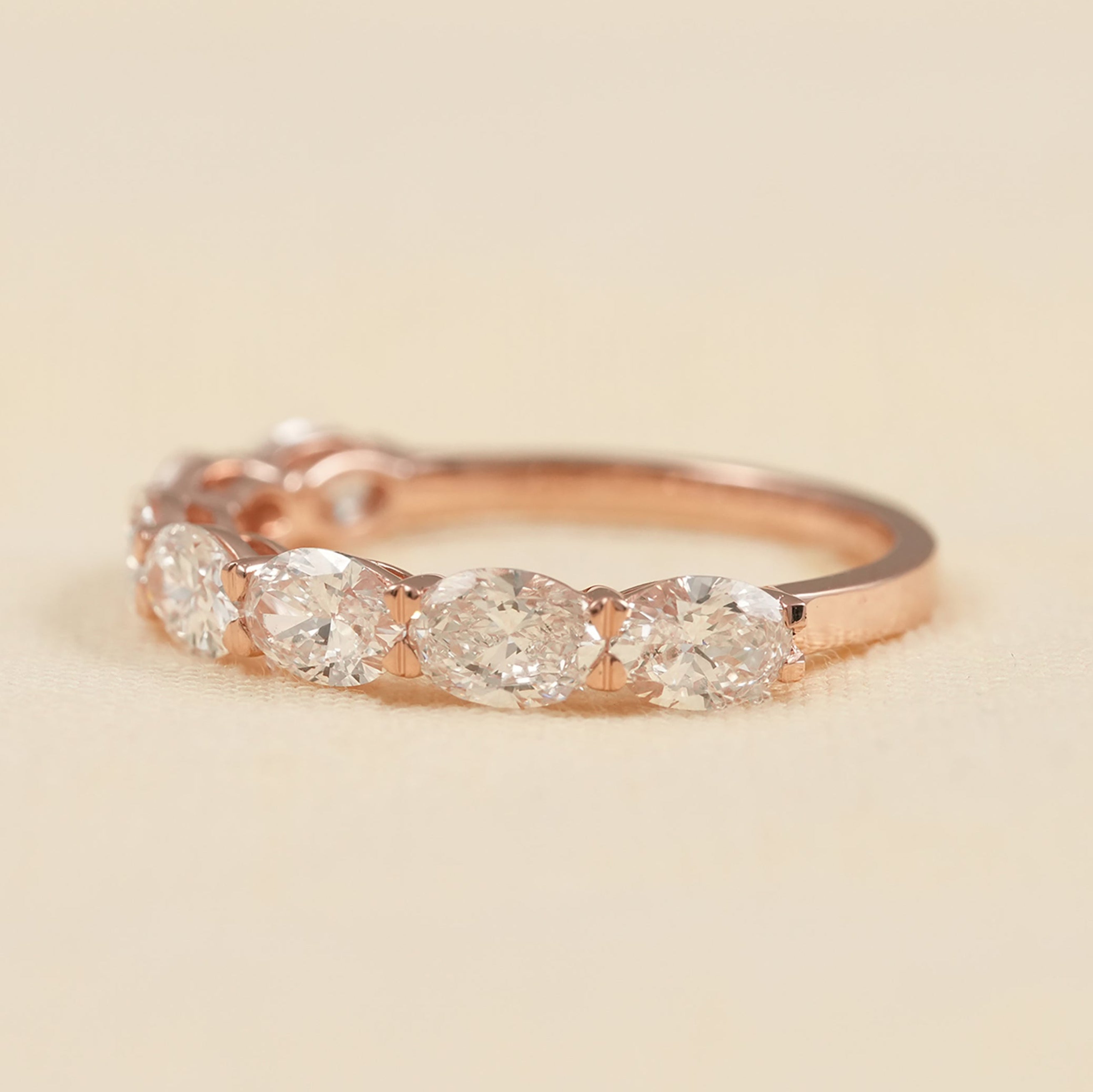 Lab Grown Oval Diamond Eternity Ring with Prong Setting