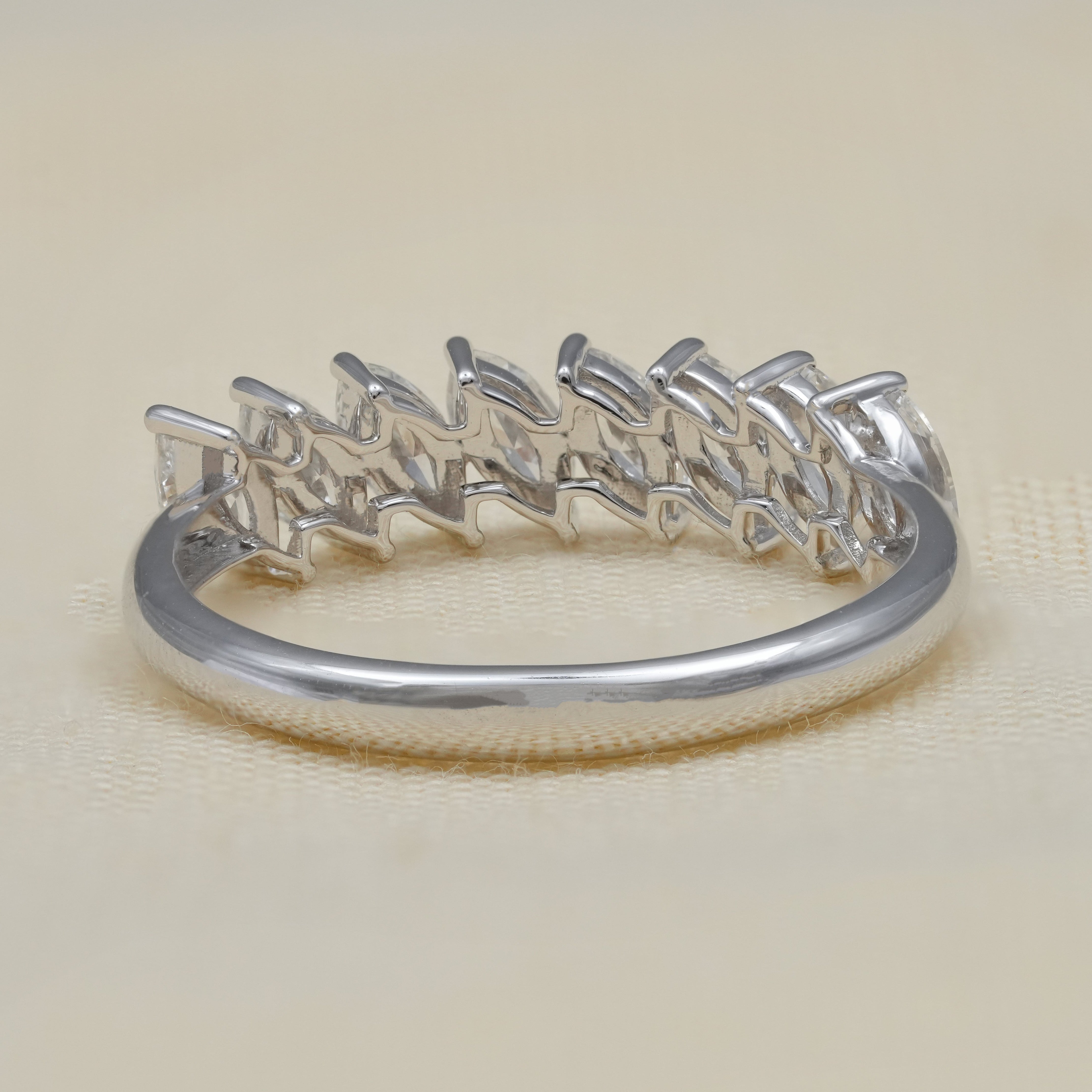 Marquise Cut Lab Diamond Half Eternity Wedding Ring