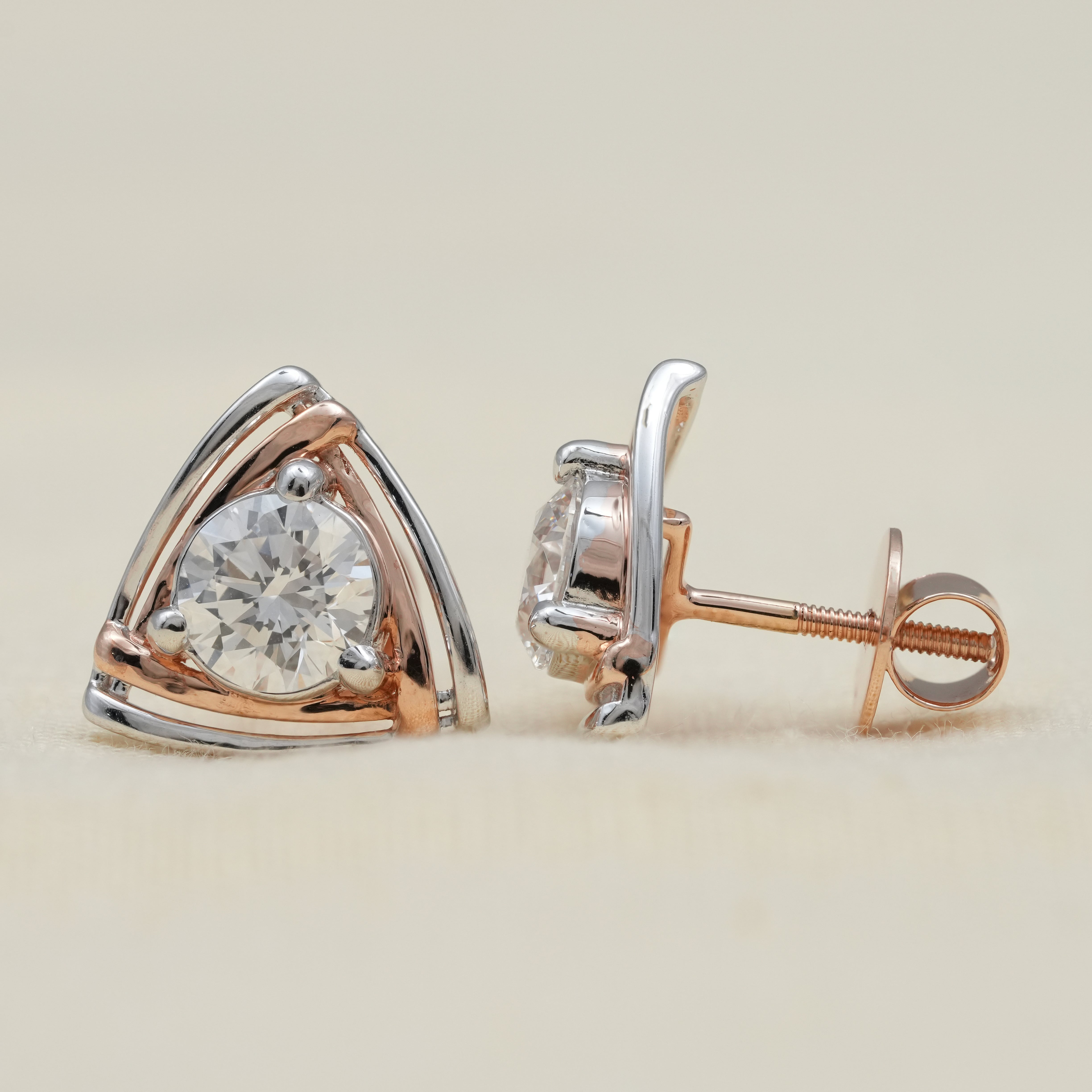 Trillion Shaped Frame Lab Diamond Stud Earrings