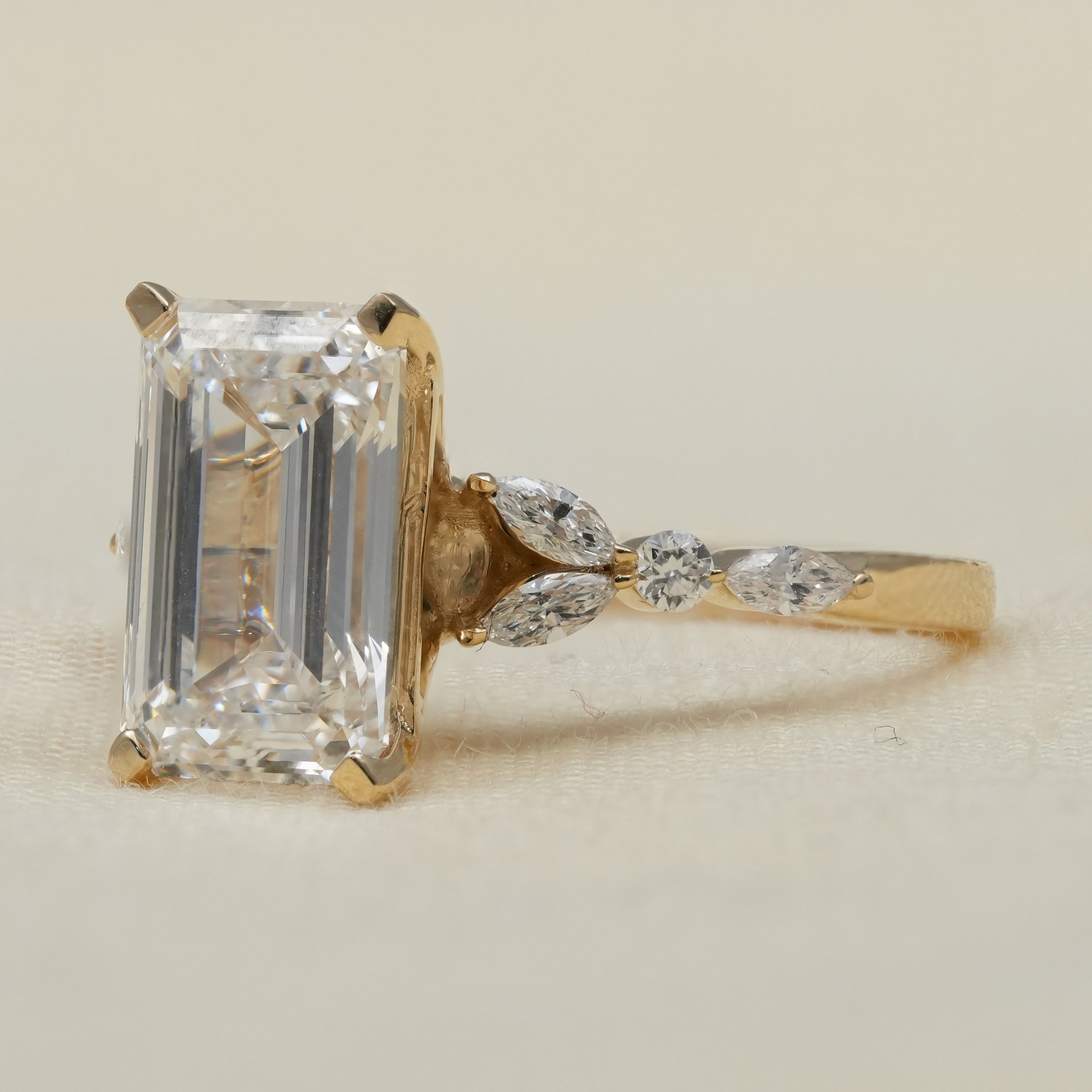 Elegant emerald cut lab grown diamond ring for festive celebrations