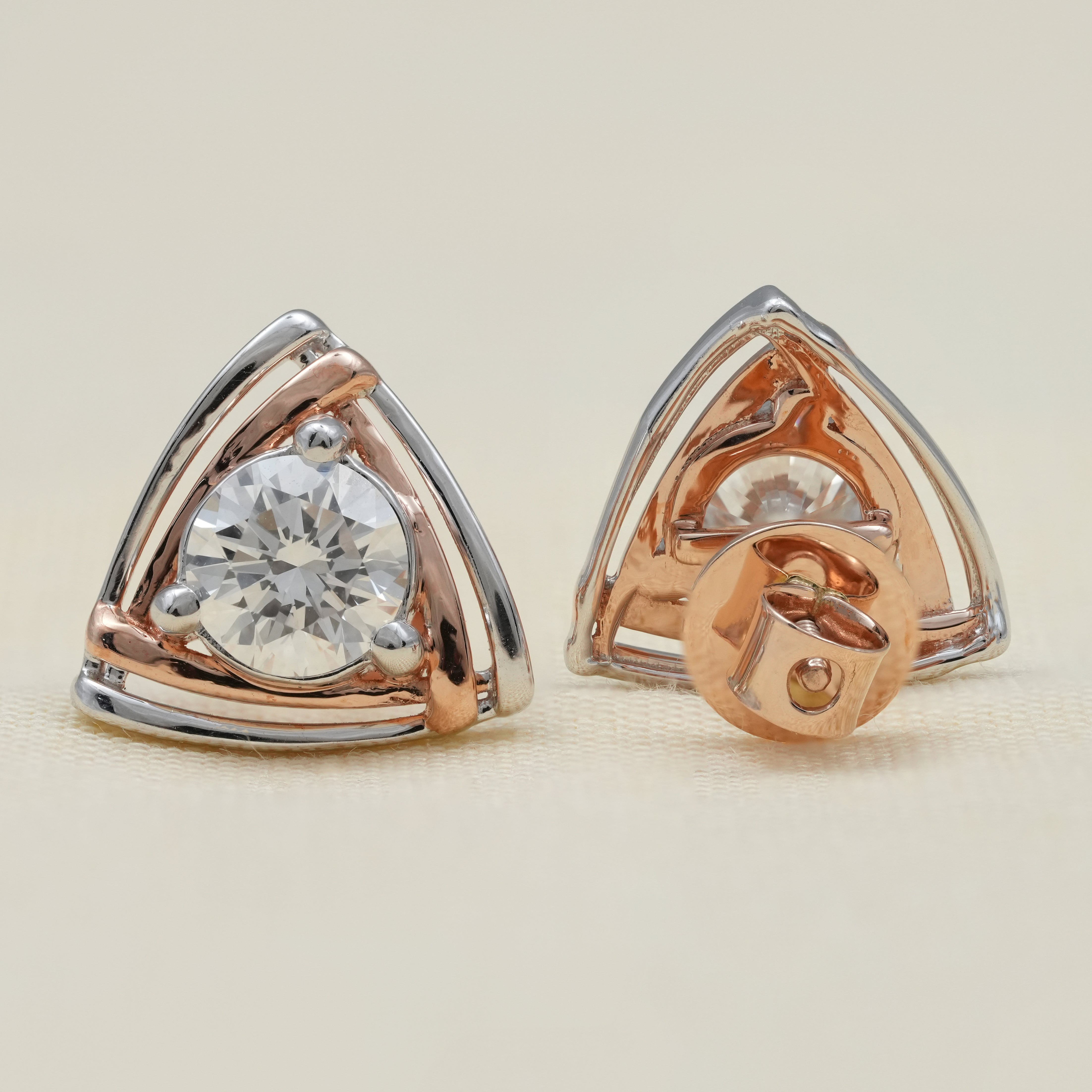 Trillion Shaped Frame Lab Diamond Stud Earrings
