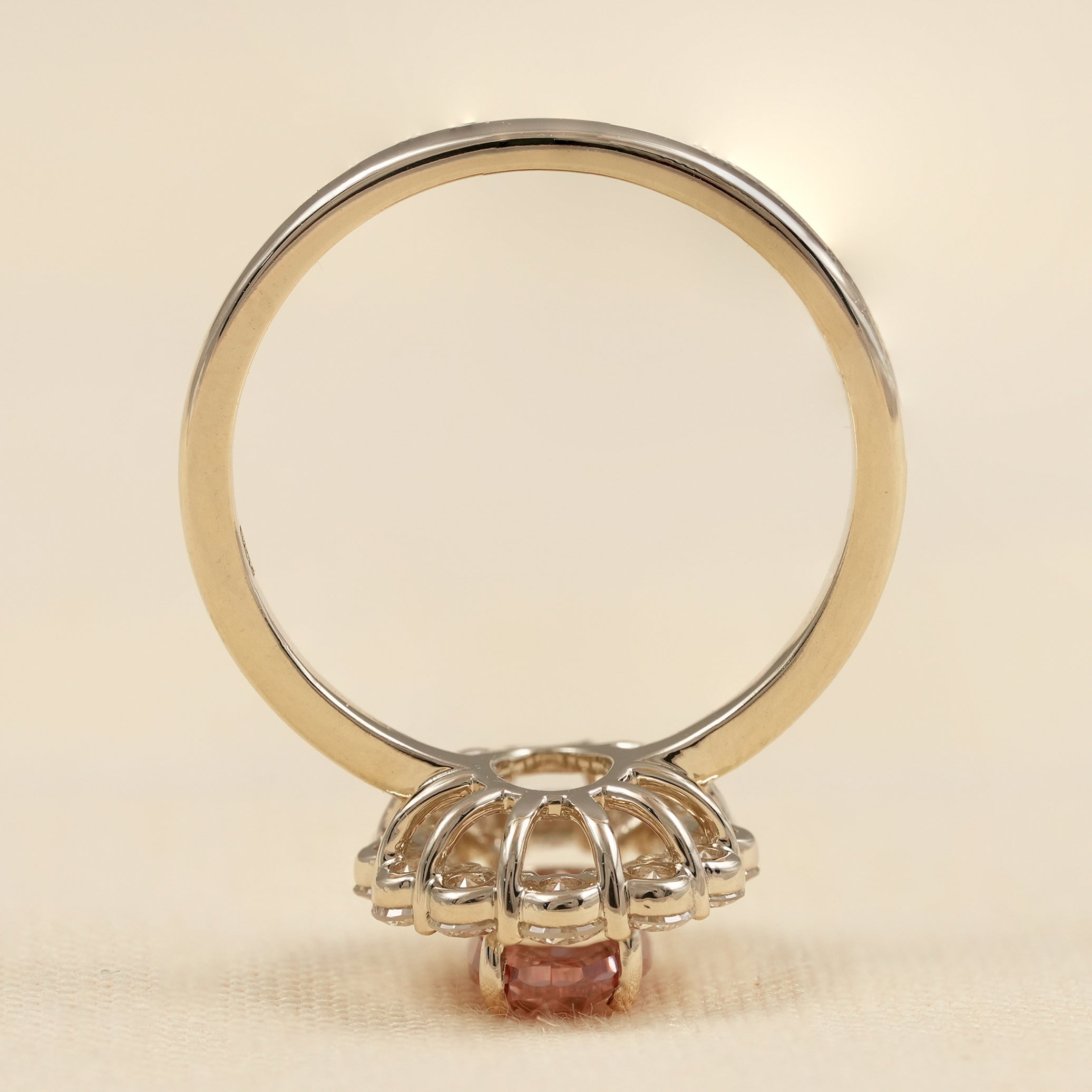 Romantic Pink Lab Diamond Halo Ring for Bridal and Anniversary Wear