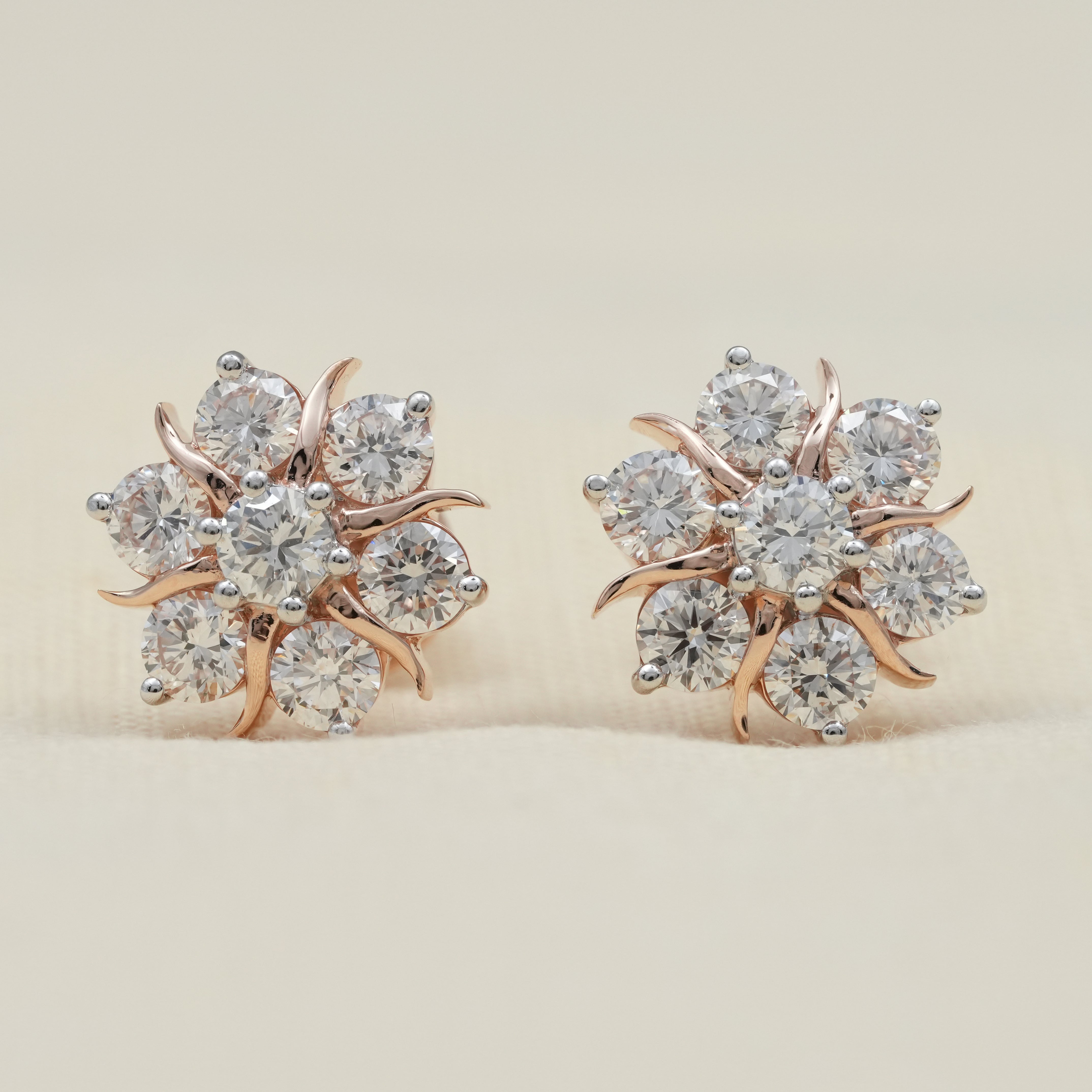 Floral Cluster Lab Diamond Stud Earrings