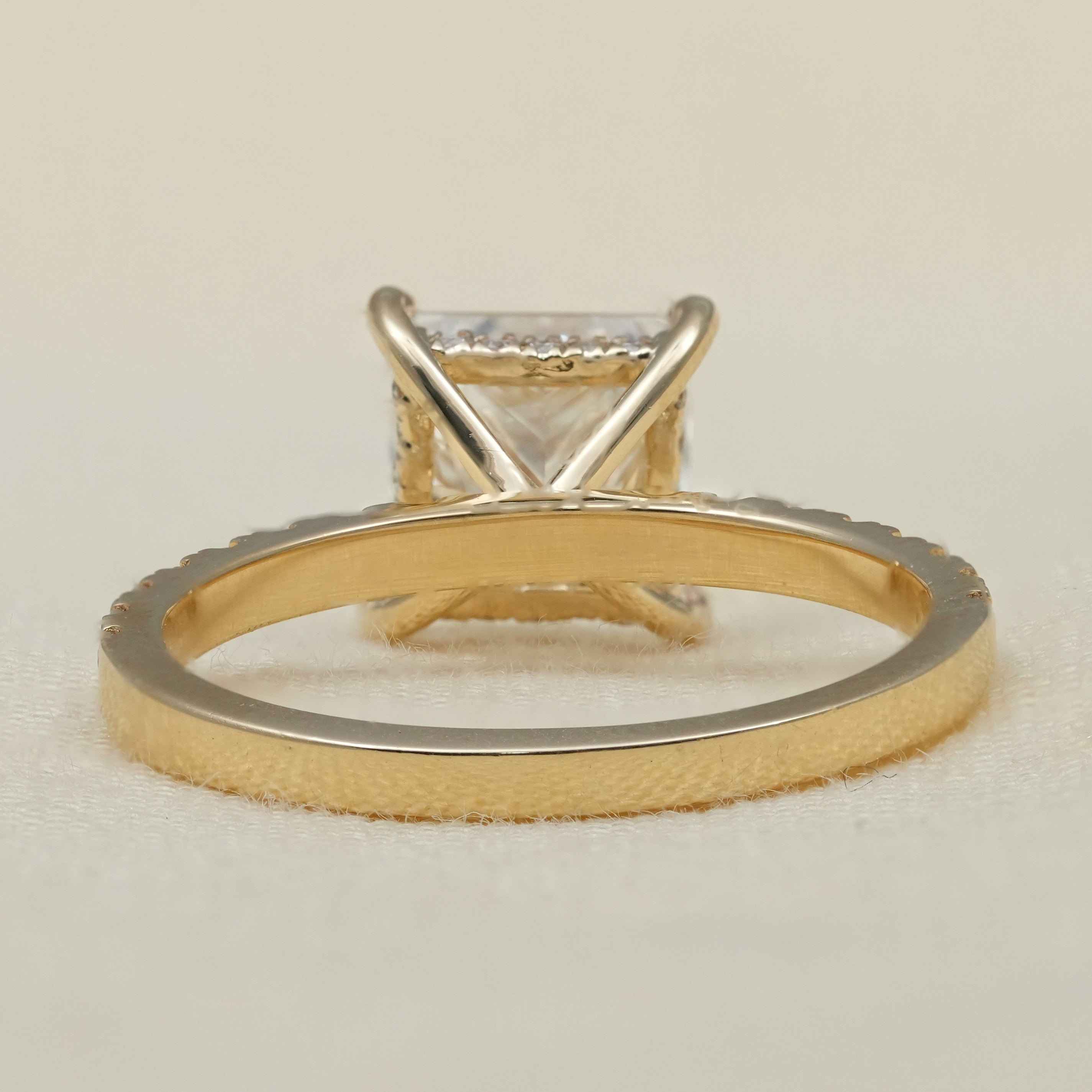Princess Cut Lab Diamond Hidden Halo Engagement Ring