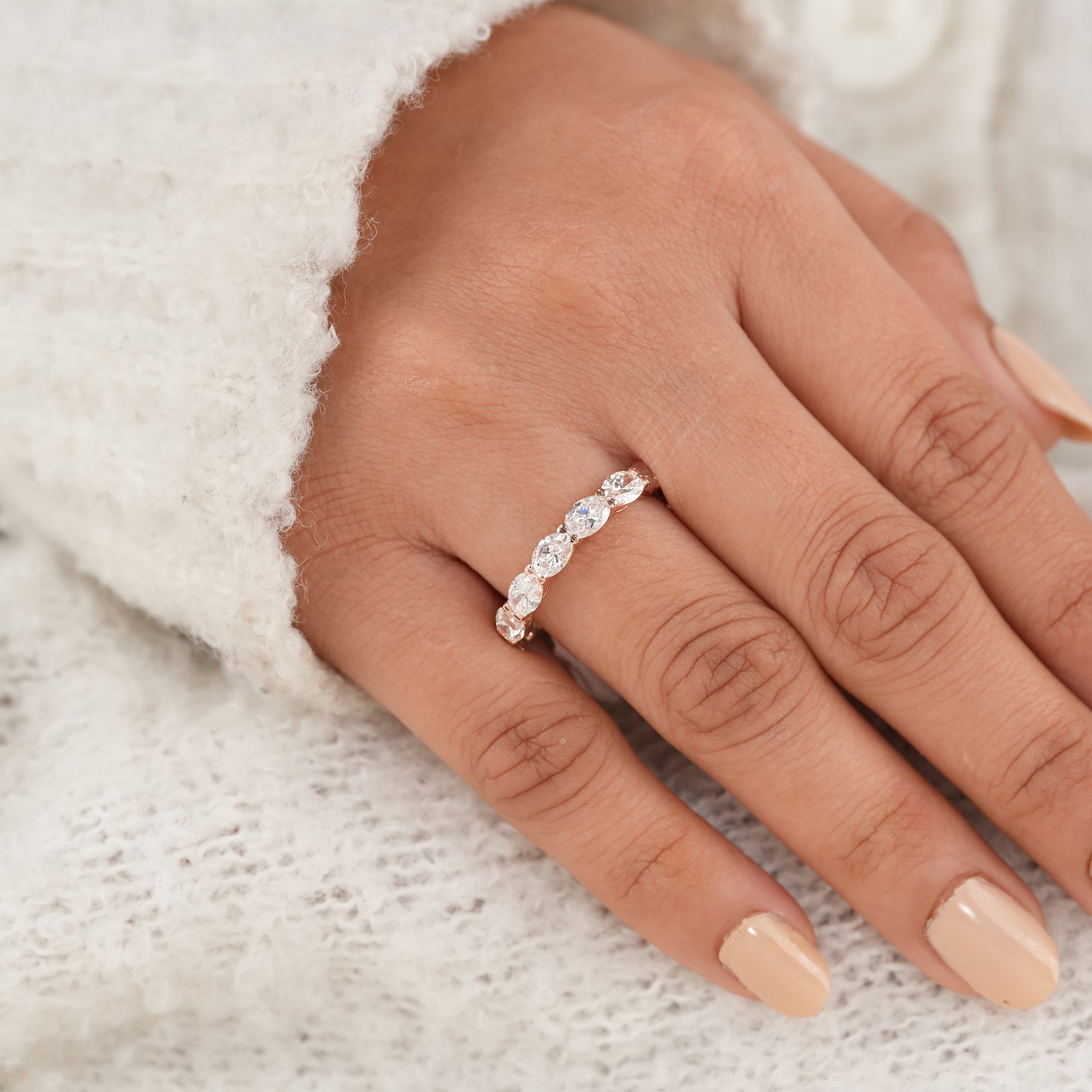Modern Oval Lab Diamond Stackable Ring for Brides and Women