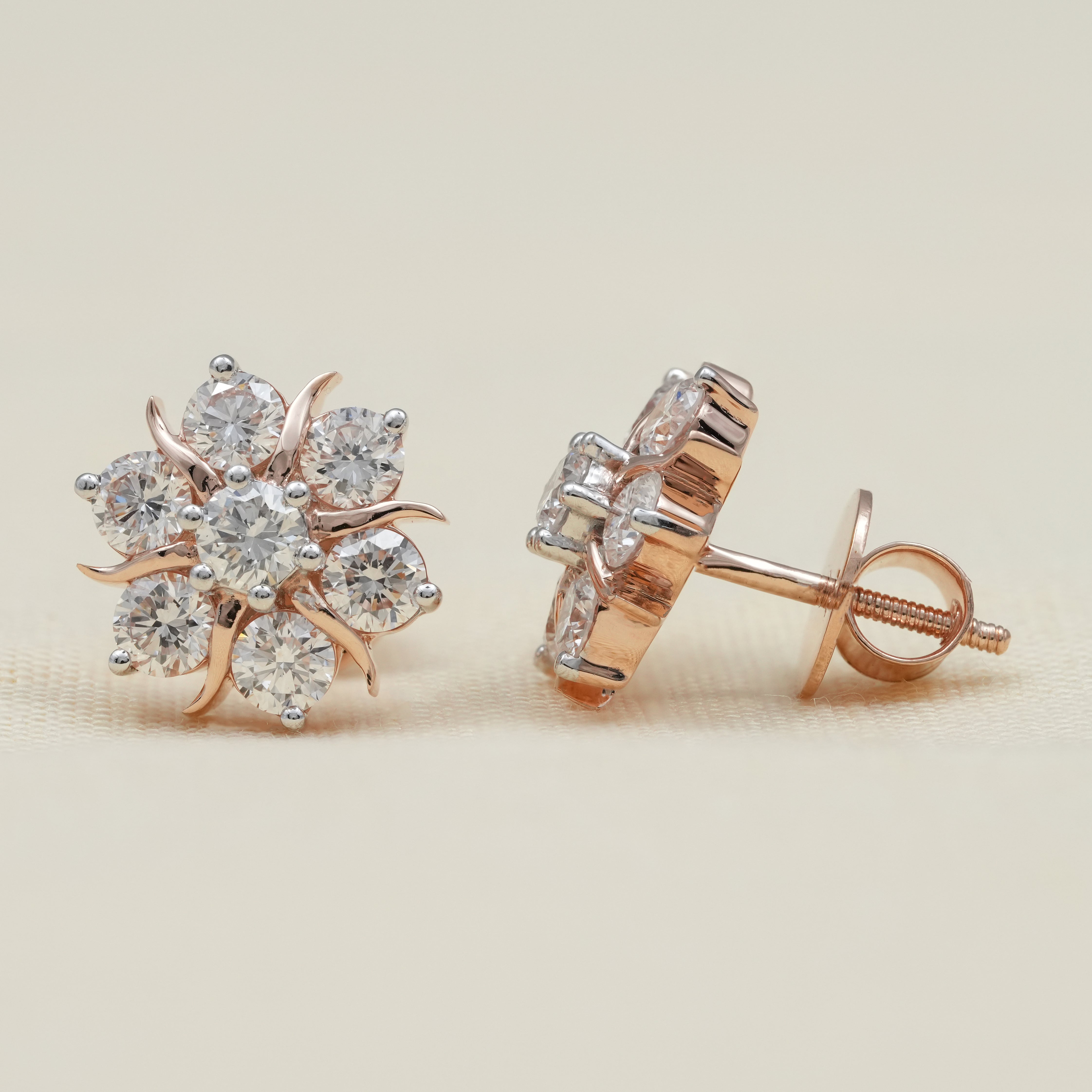 Floral Cluster Lab Diamond Stud Earrings