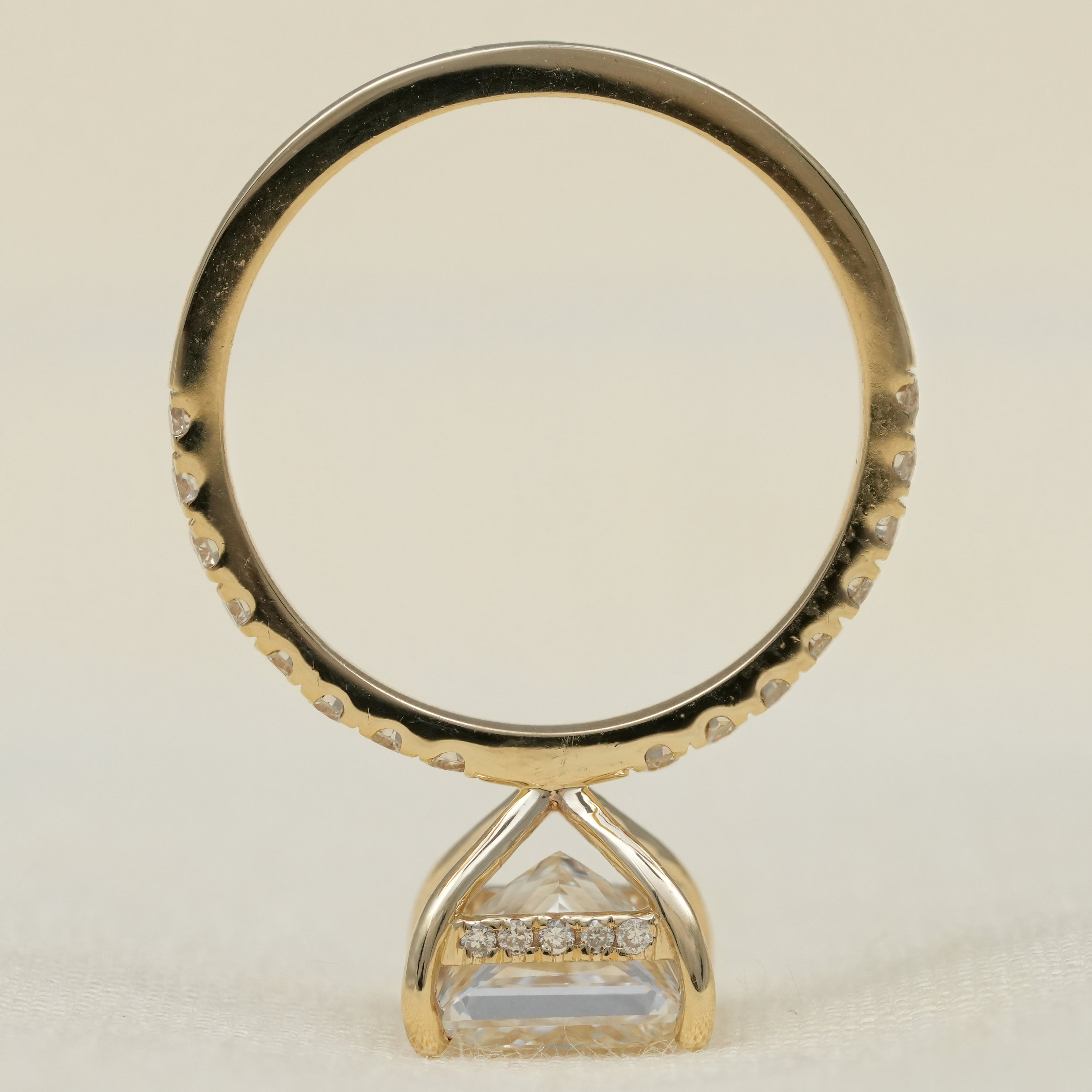 Lab grown diamond princess cut hidden halo ring anniversary gift