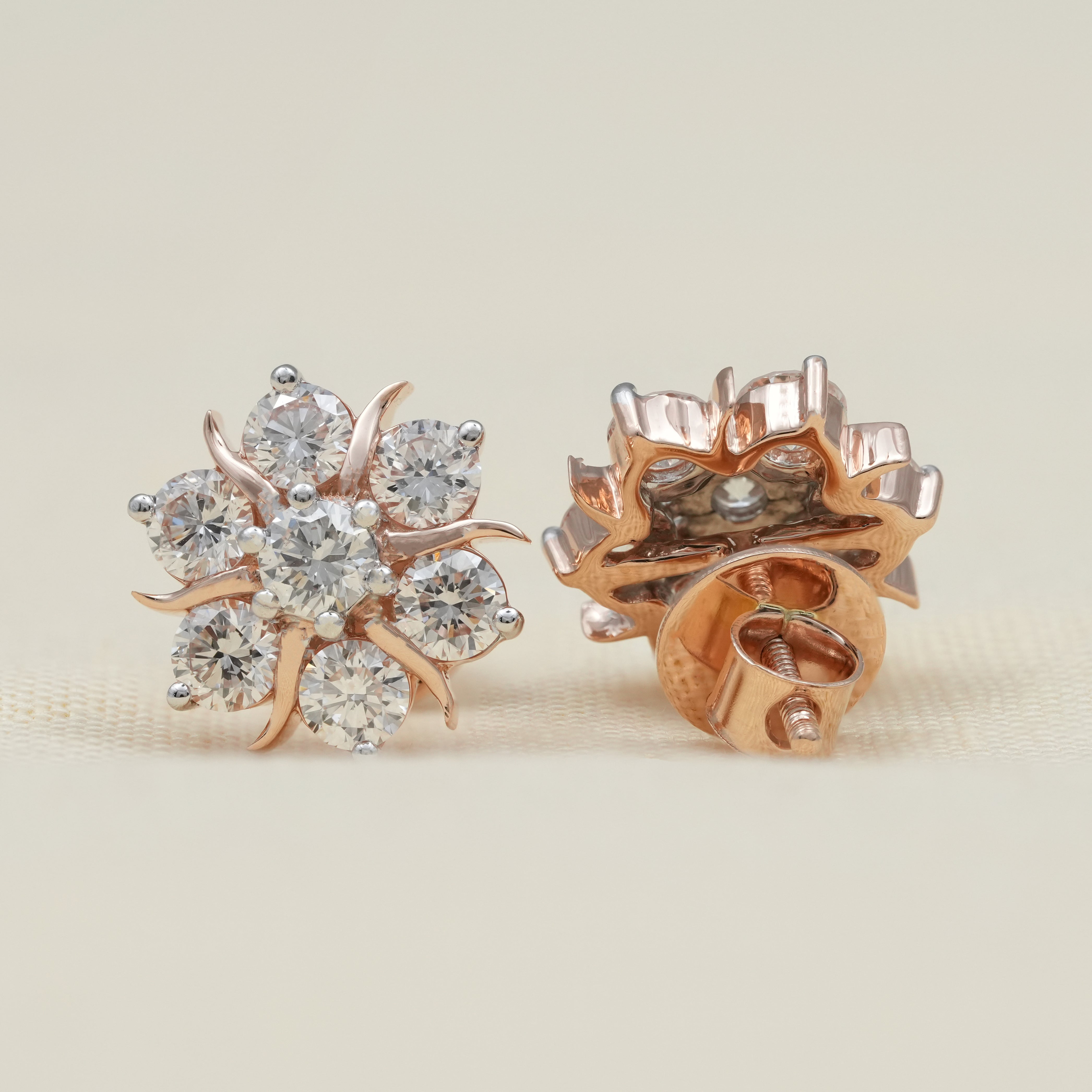 Floral Cluster Lab Diamond Stud Earrings