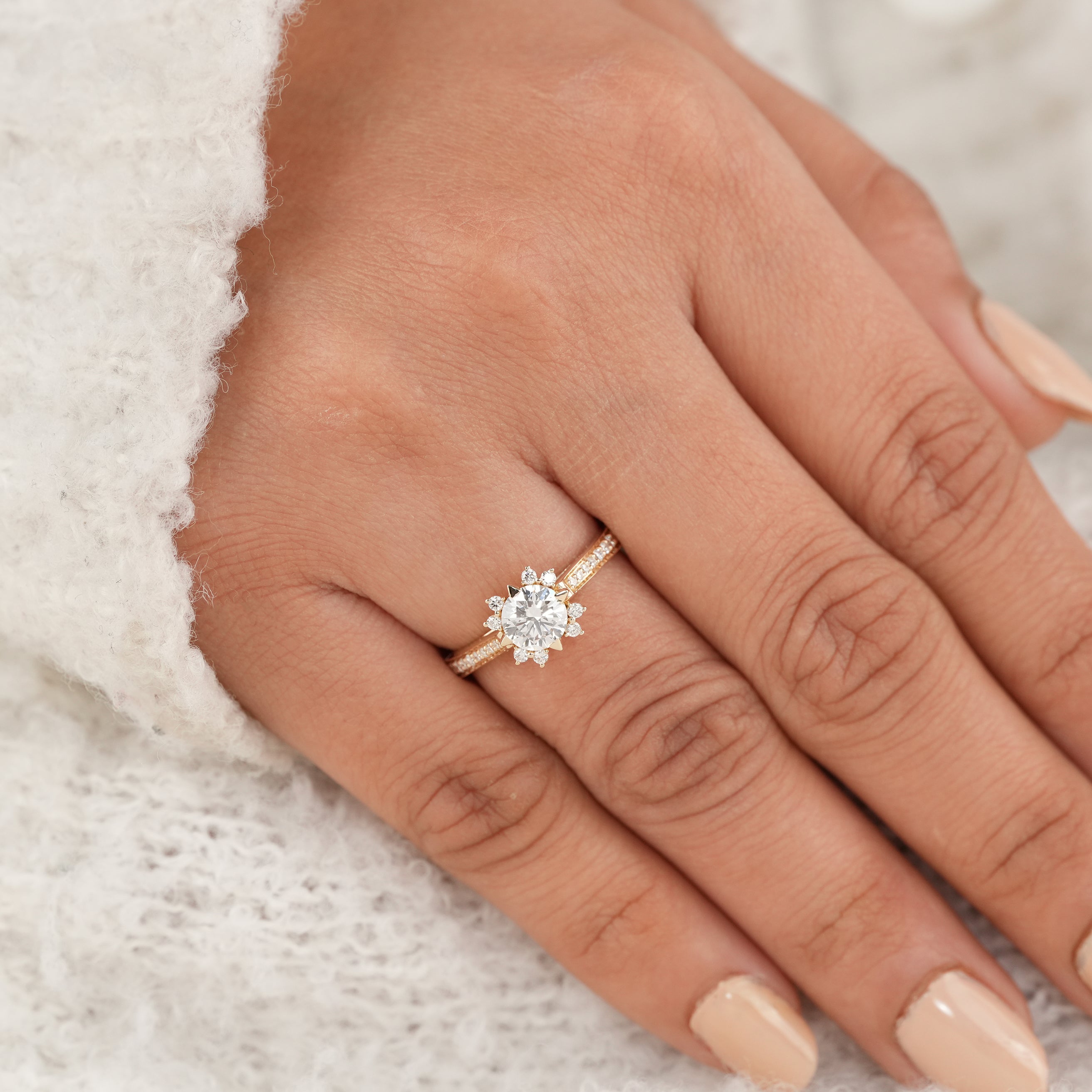 Minimal Yellow Gold Diamond Engagement Ring with Hidden Sparkle Details