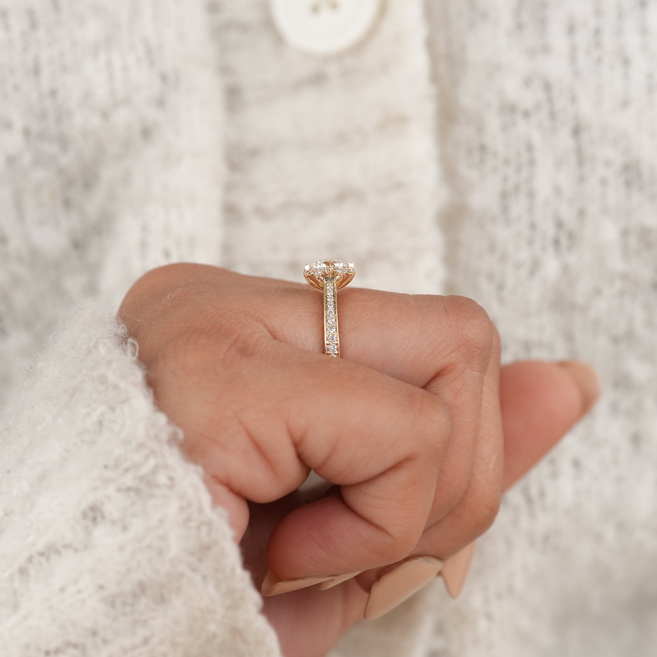 Fine Jewelry Round Lab Diamond Ring with Diamond Accent Halo