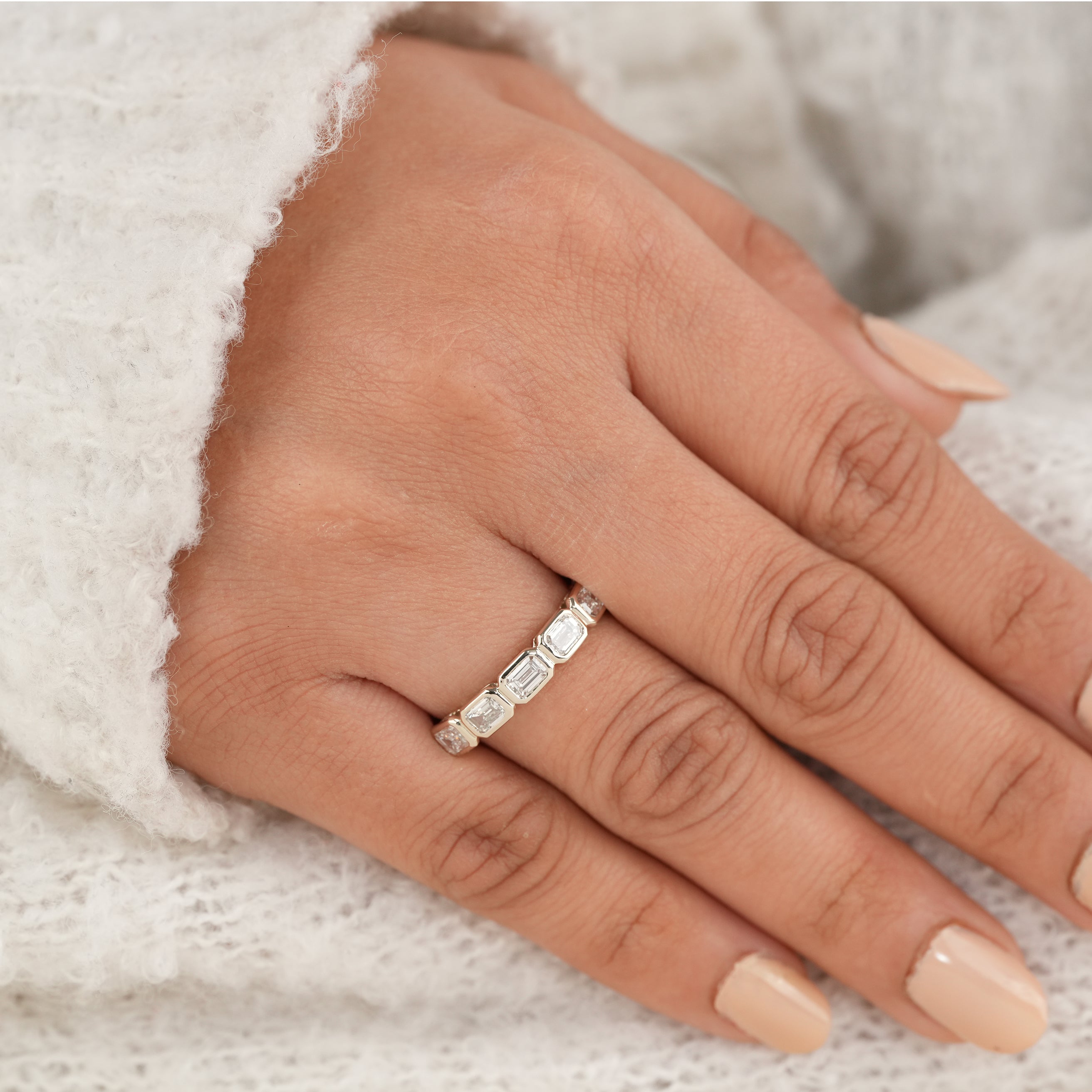 Contemporary Emerald Cut Diamond Stackable Ring for Everyday Wear