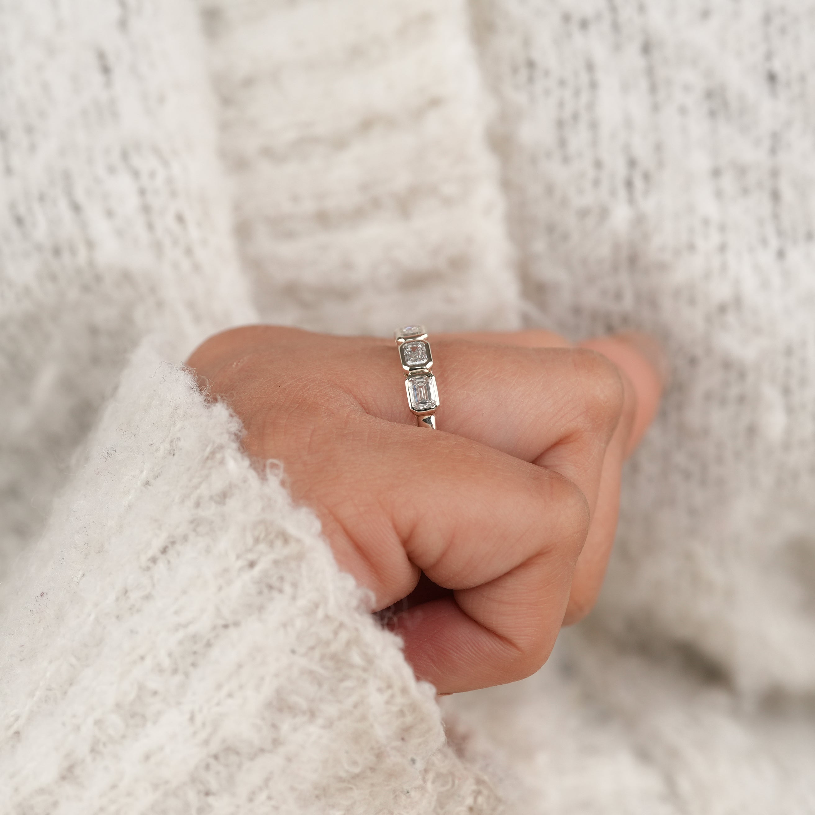 Fine Jewelry Emerald Cut Lab Diamond Eternity Band for Brides
