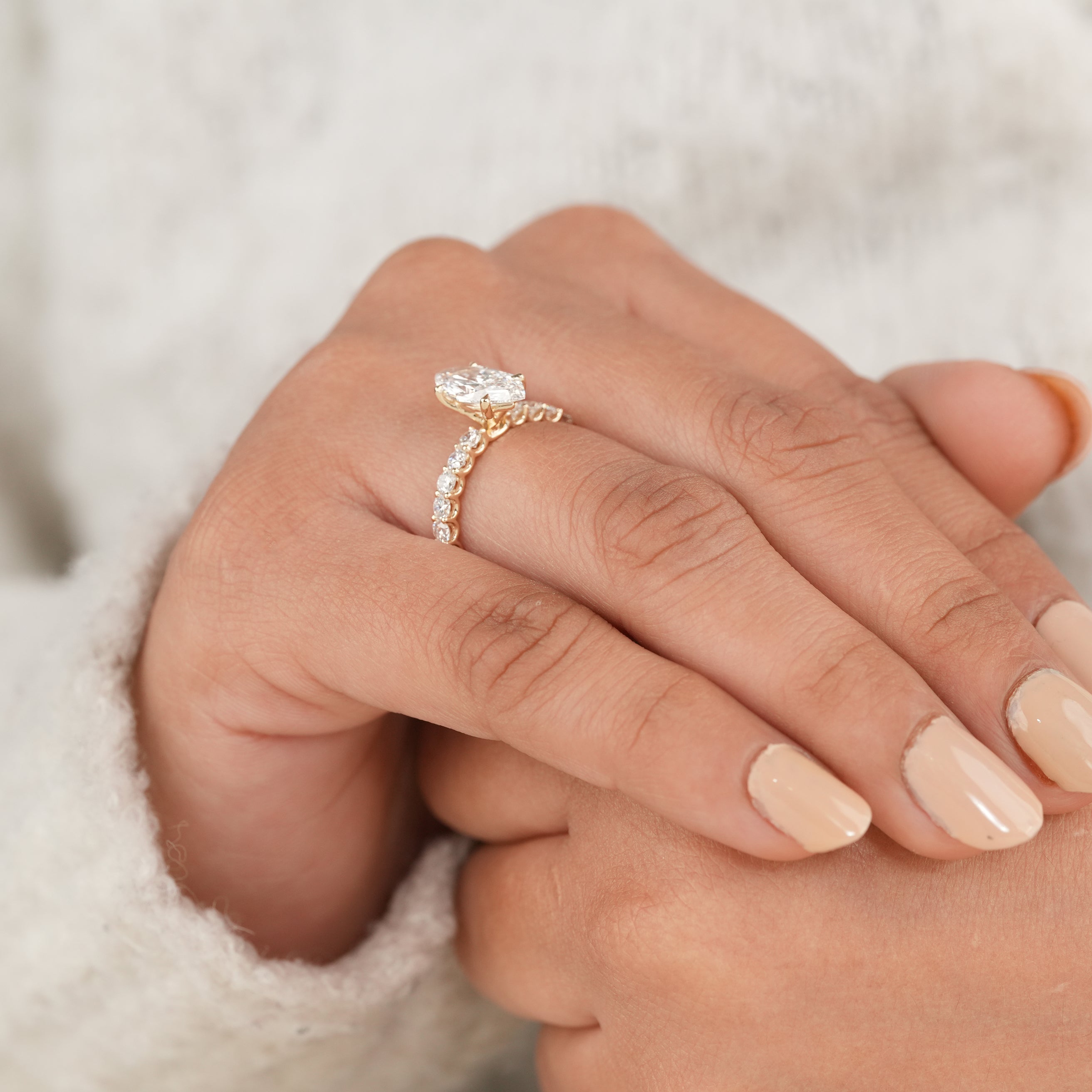 Vintage Inspired Marquise Cut Diamond Engagement Ring for Her