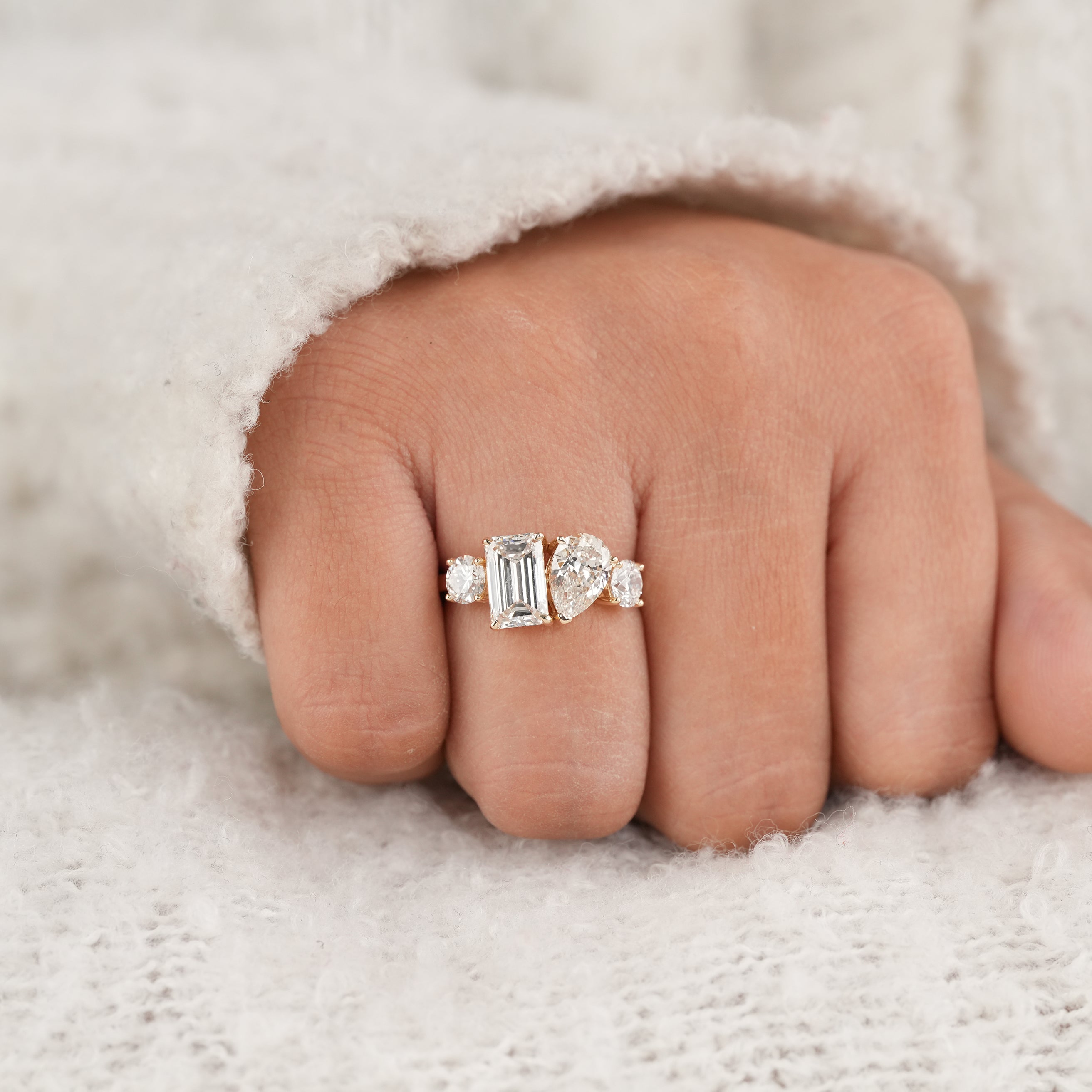 Romantic Toi Et Moi Ring with Mixed Shape Lab Created Diamonds
