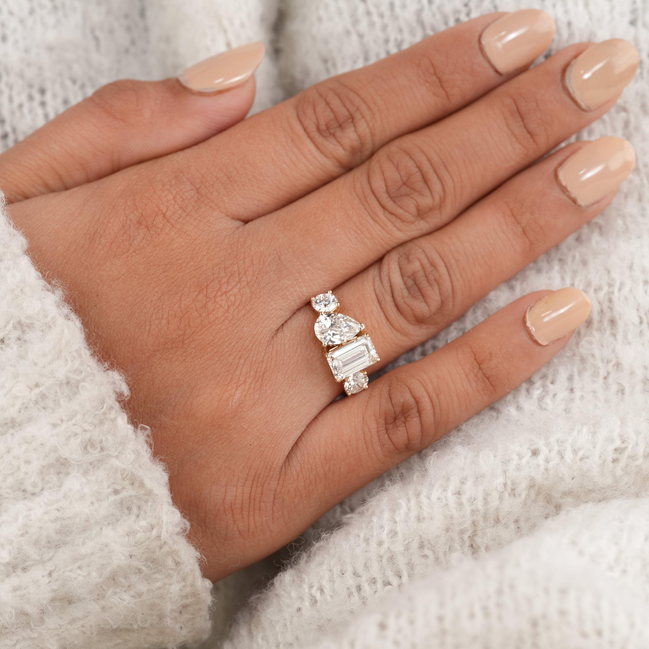 Minimalist Toi Et Moi Lab Grown Diamond Ring Modern Gold Design