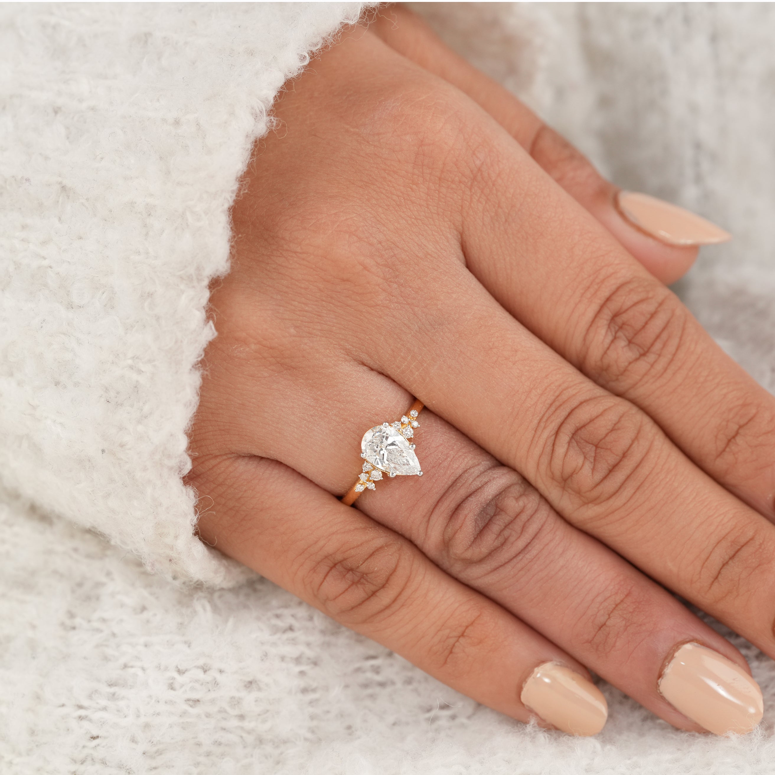 Luxury Pear Cut Lab Diamond Engagement Ring for Everyday Elegance