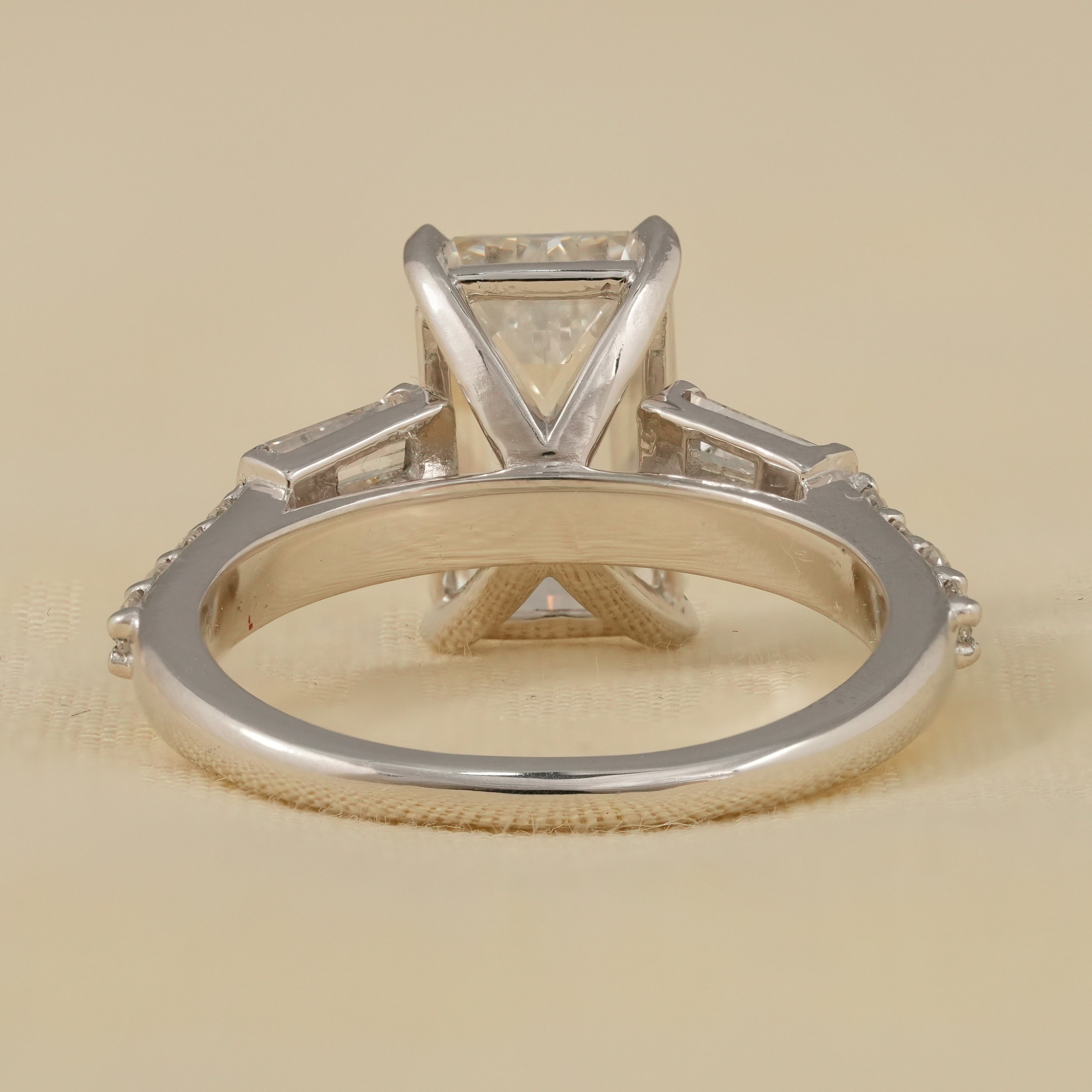 Three Stone Emerald Cut Lab Diamond Engagement Ring