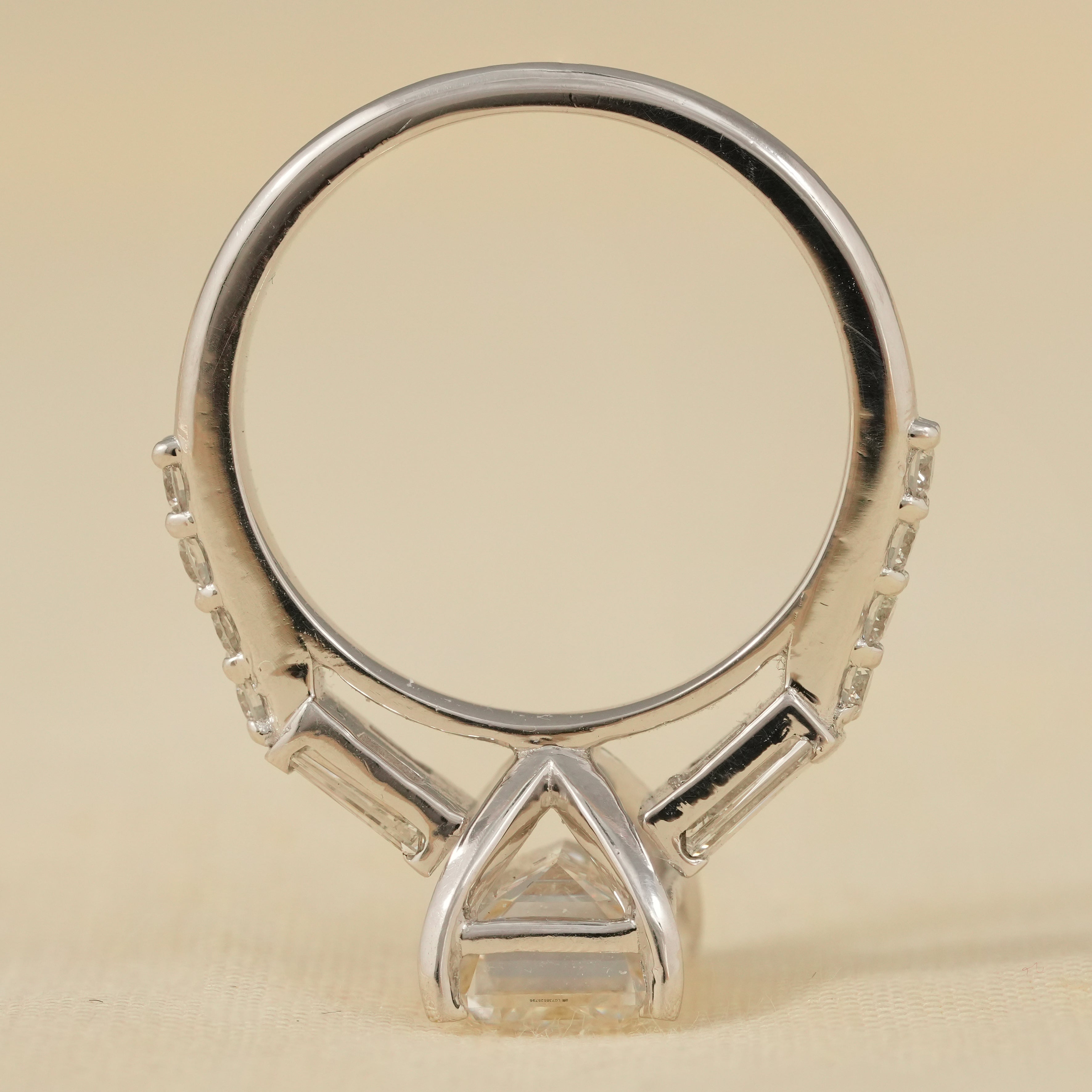 Three Stone Emerald Cut Lab Diamond Engagement Ring