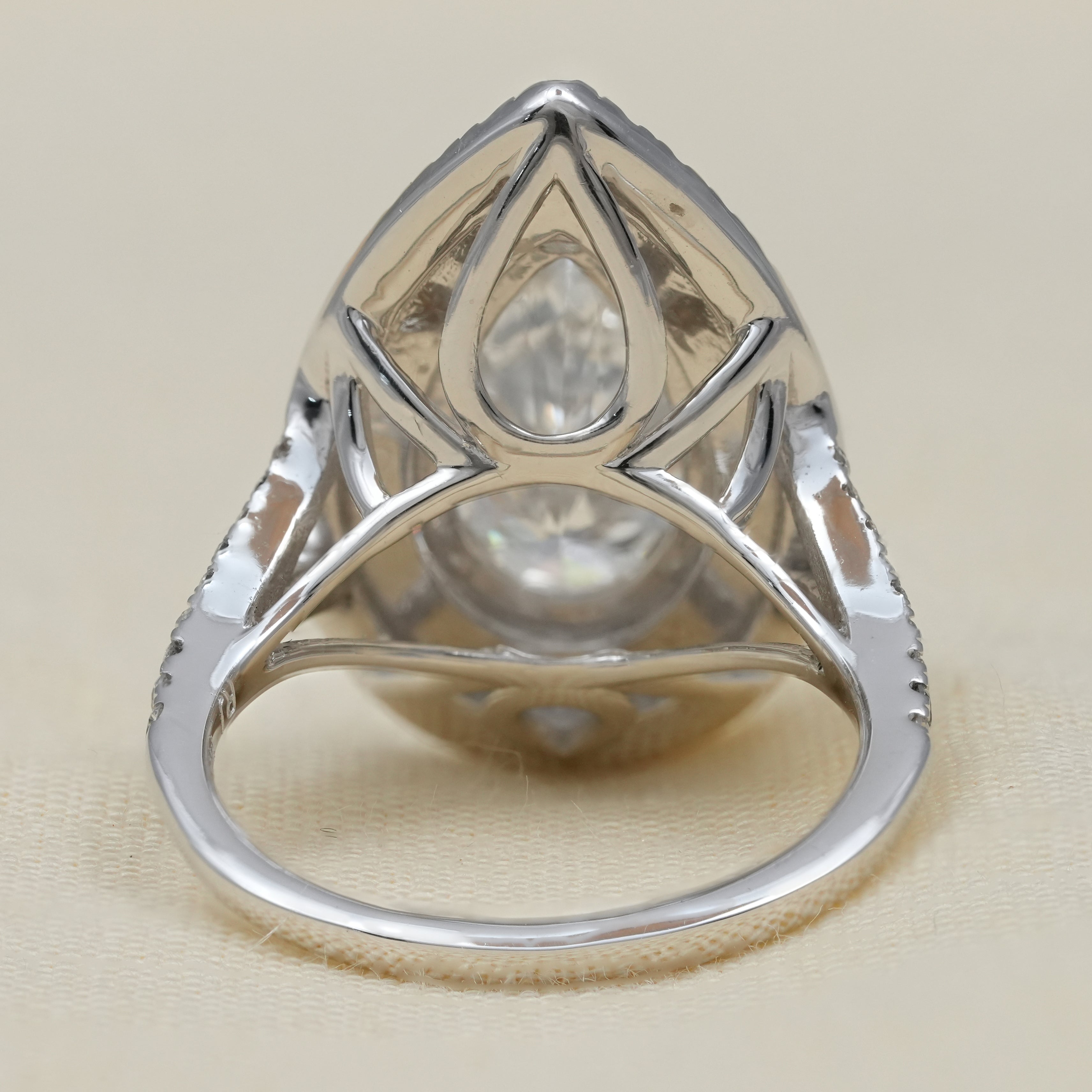 Pear Cut Lab Diamond Double Halo Engagement Ring