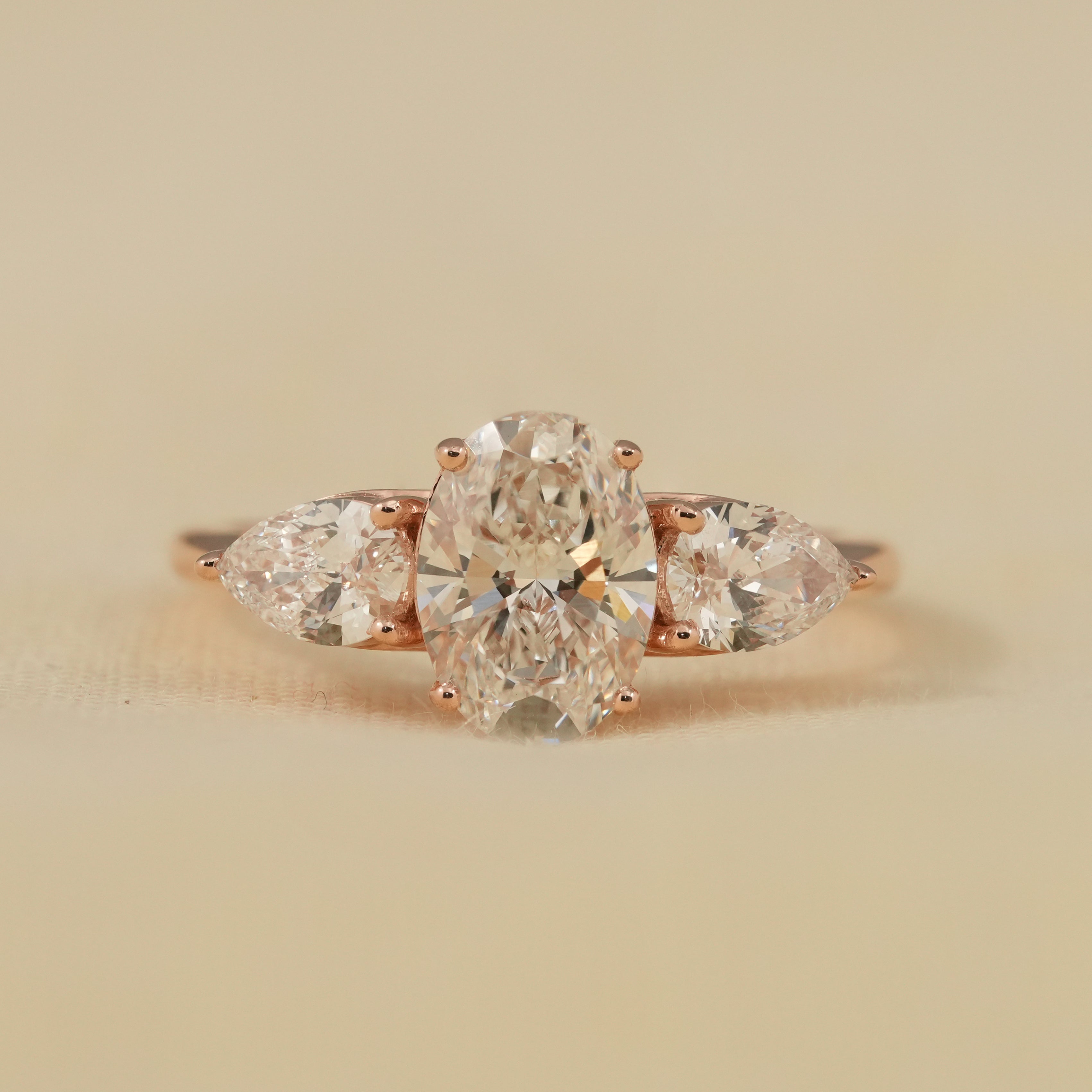 Oval three stone lab grown diamond ring perfect wedding gift for wife