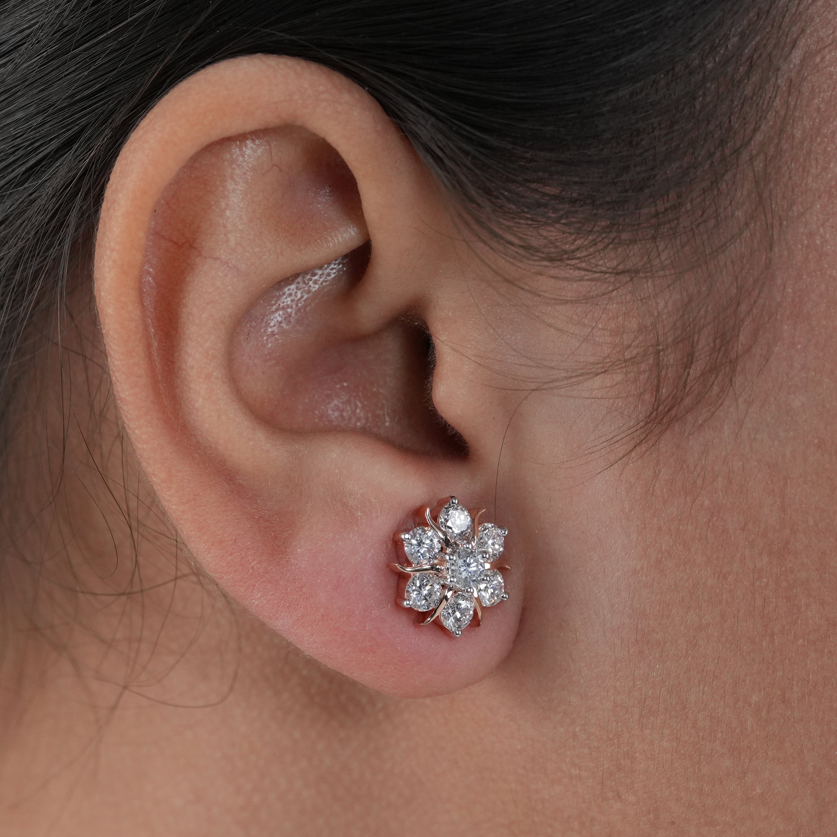 Floral Cluster Lab Diamond Stud Earrings